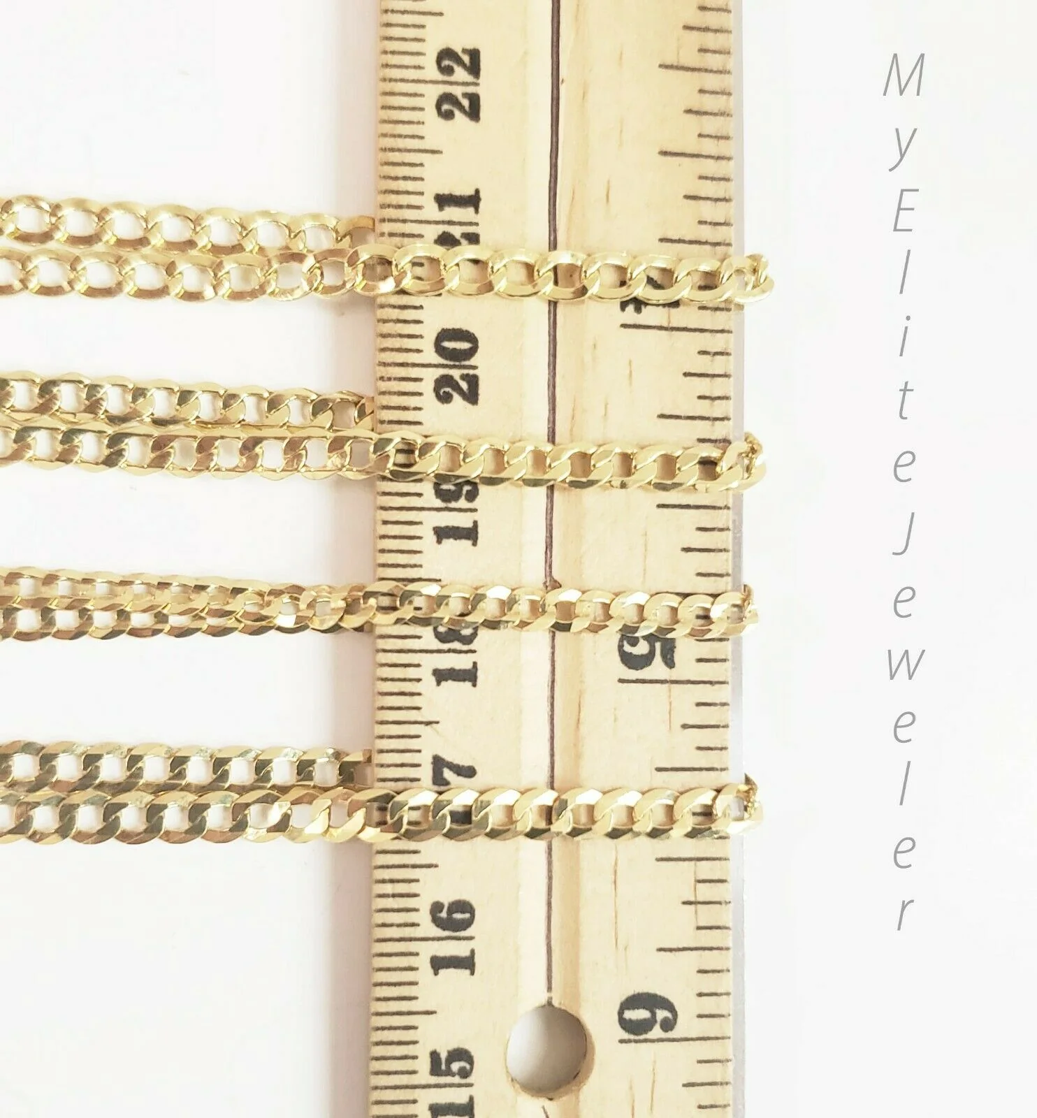 10K Gold Cuban Link Curb Chain Length 18" 20" 22 24" Inch 3mm Necklace Men Women - Image 2