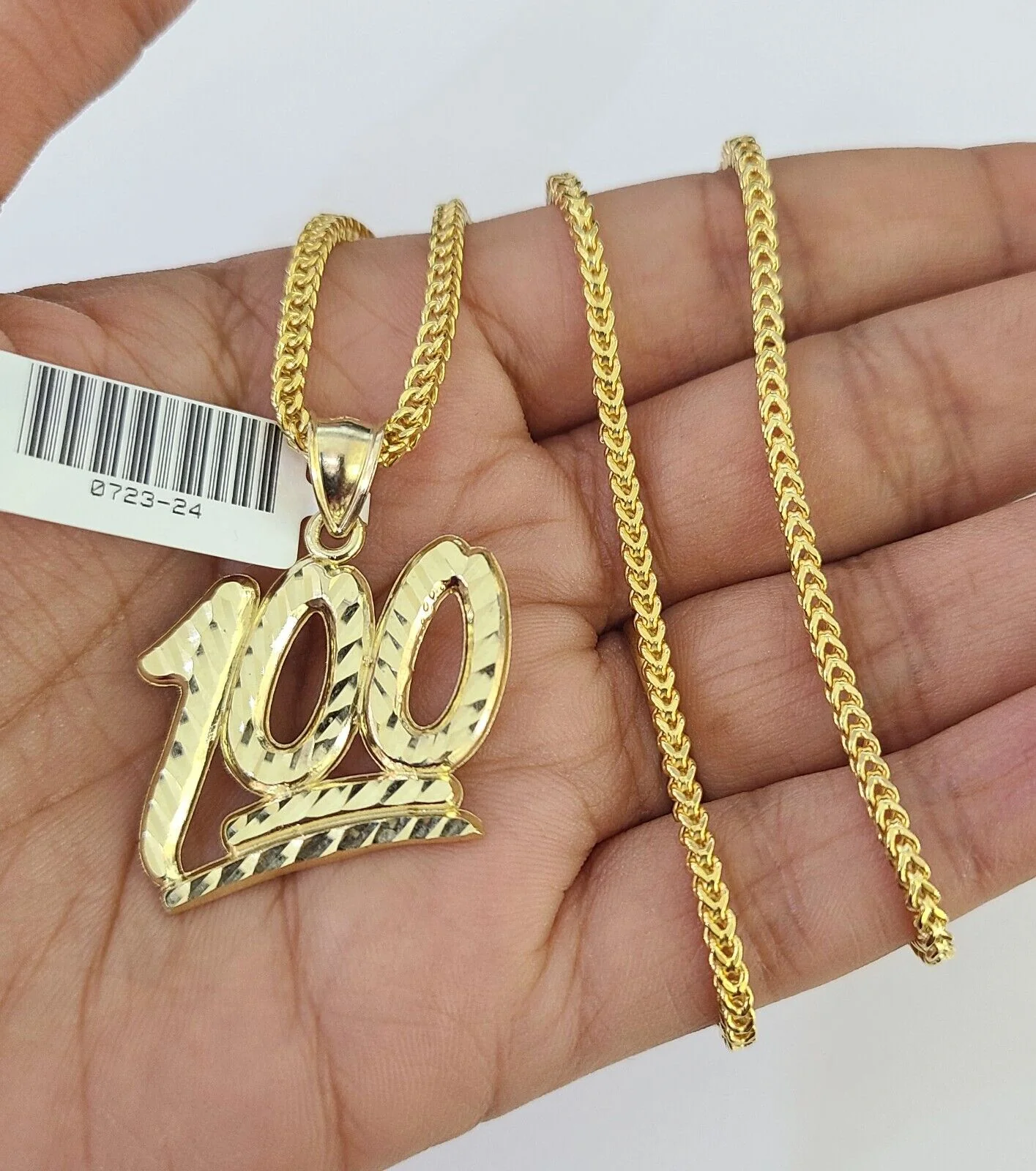10K Gold Franco Chain 100 Charm Pendant 20-26 inches 2.5mm REAL Yellow - Image 4