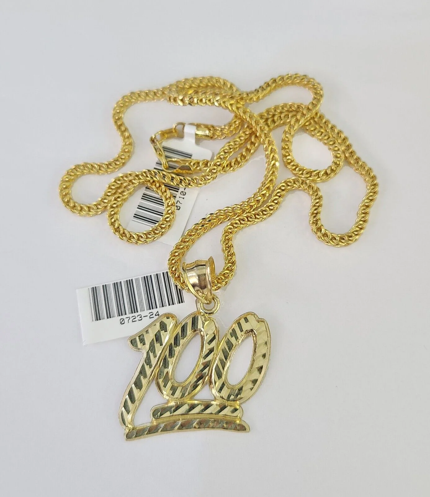 10K Gold Franco Chain 100 Charm Pendant 20-26 inches 2.5mm REAL Yellow - Image 5
