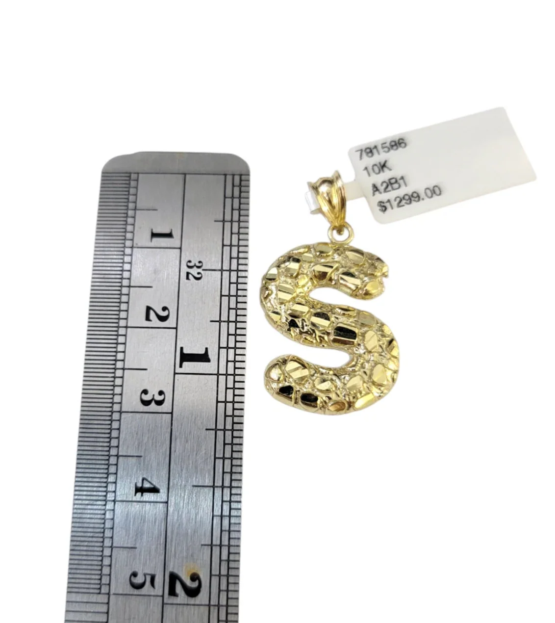 10k Gold Franco Chain 2.5mm 16"-26" S Nugget Initial Charm Pendant Necklace SET - Image 6
