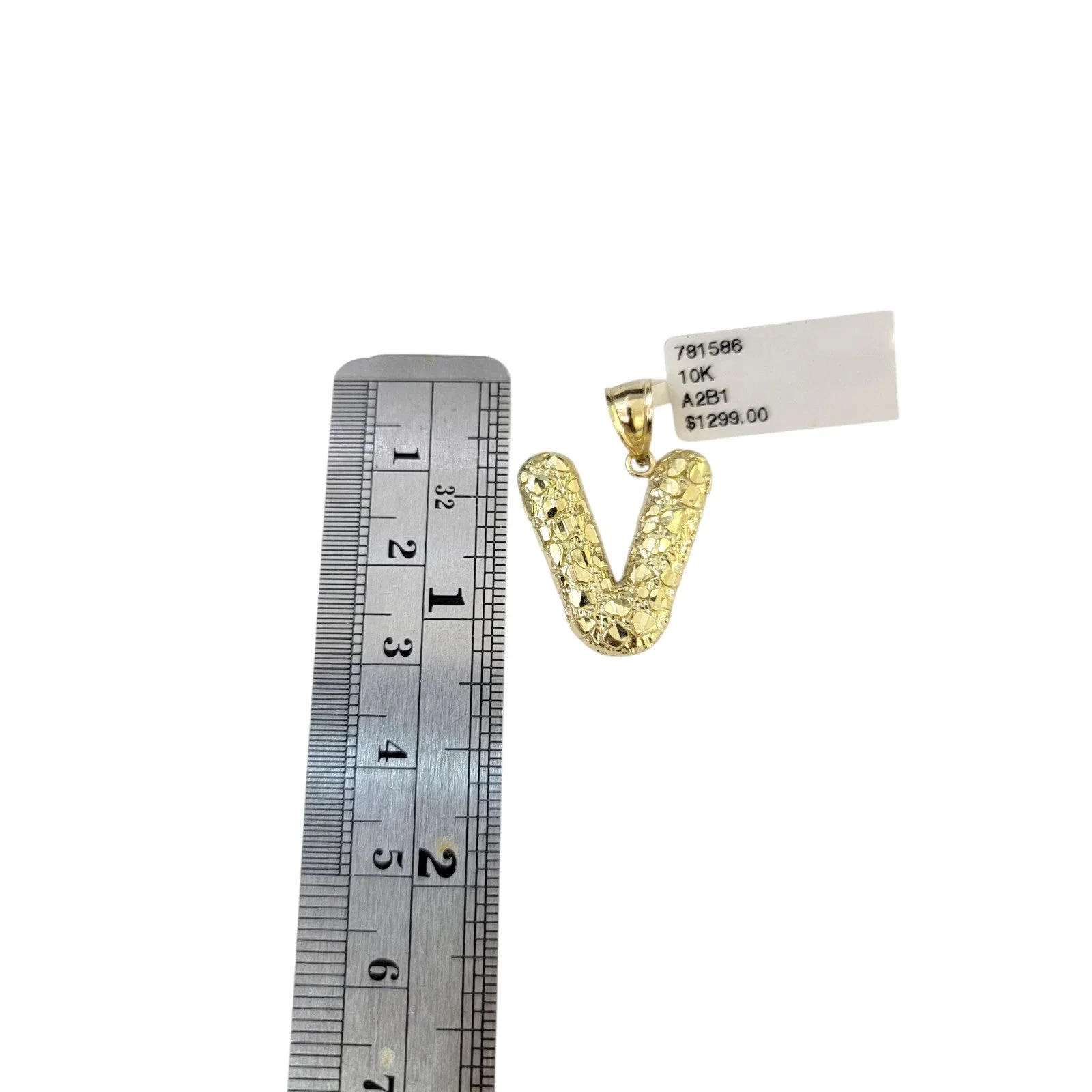 10k Gold Franco Chain 2.5mm 16"-26" V Nugget Initial Charm Pendant Necklace SET - Image 5