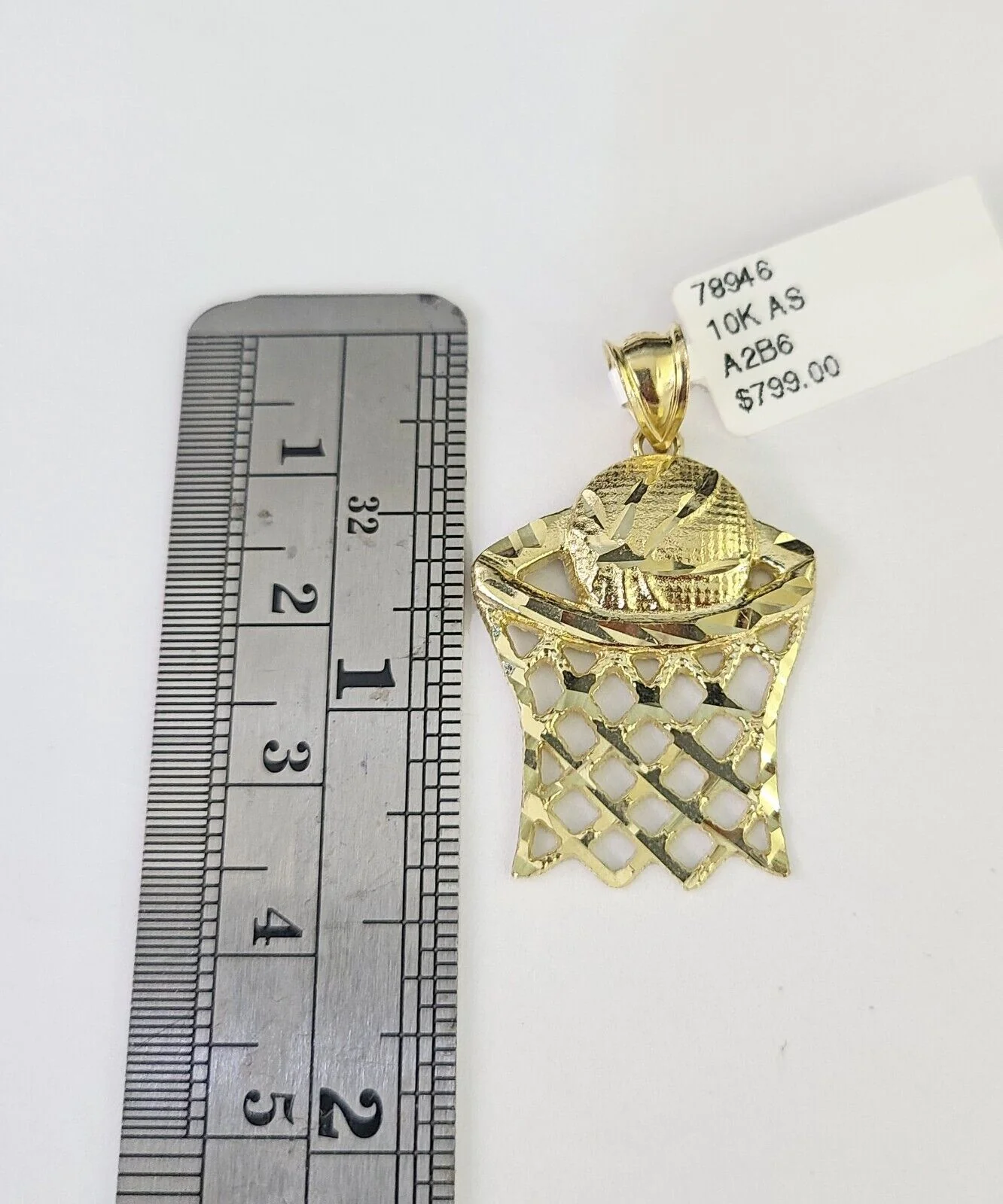 10K Gold Franco Chain Basket Ball Charm Pendant 20-26 inches 2.5mm REAL Yellow - Image 2