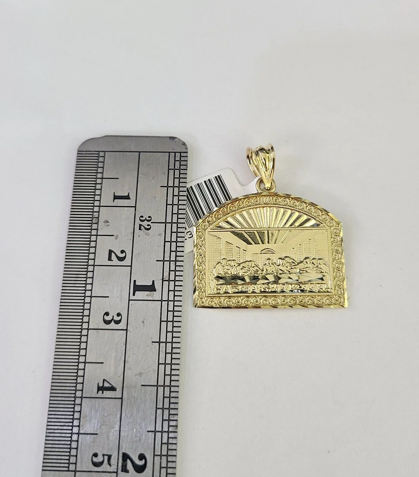10K Gold Franco Chain Last Supper Charm Pendant 20-26 inches 2.5mm REAL Yellow - Image 3