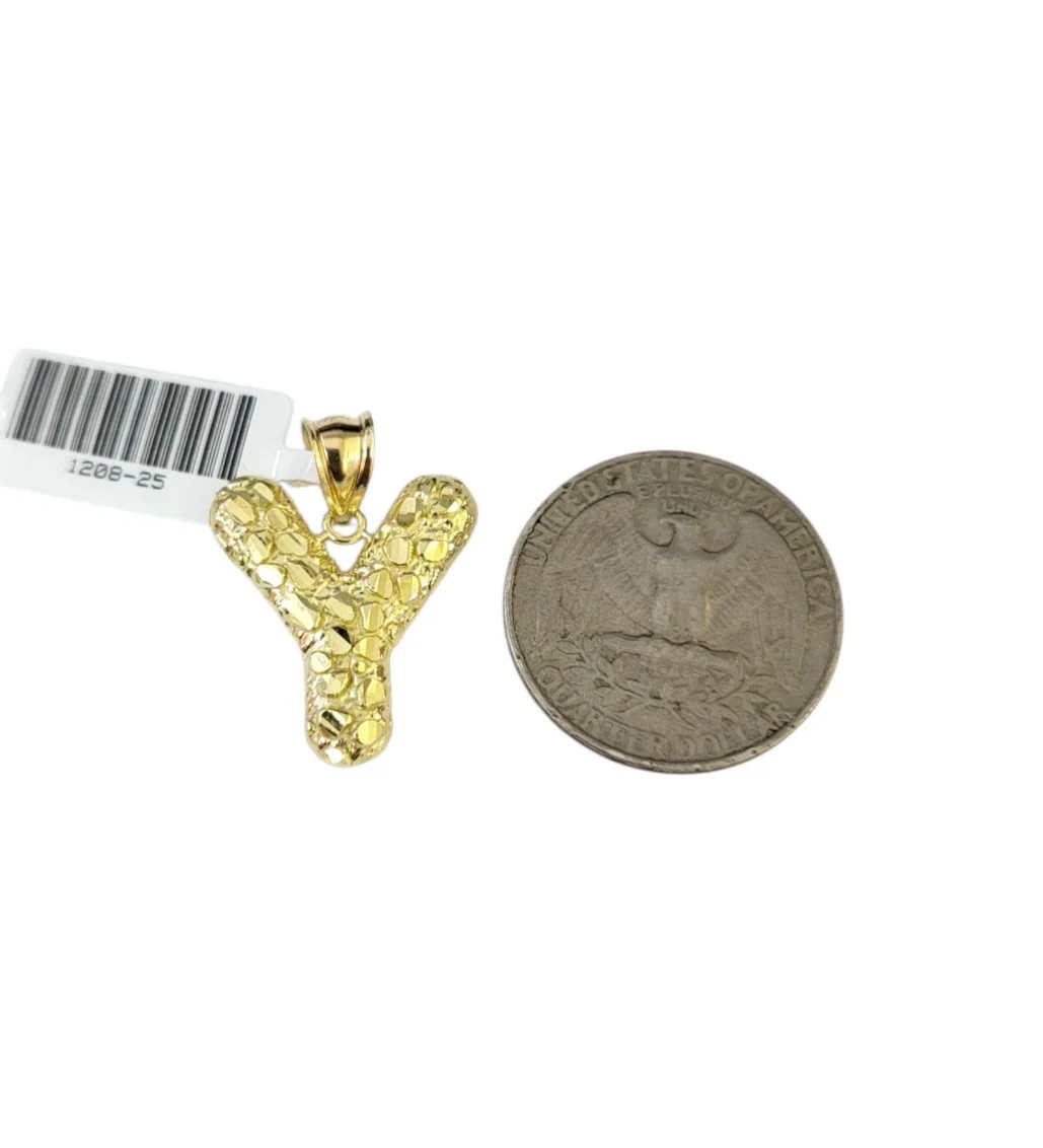 10k Gold Franco Chain Necklace SET 2.5mm 16"-26" Y Nugget Initial Charm Pendant - Image 3