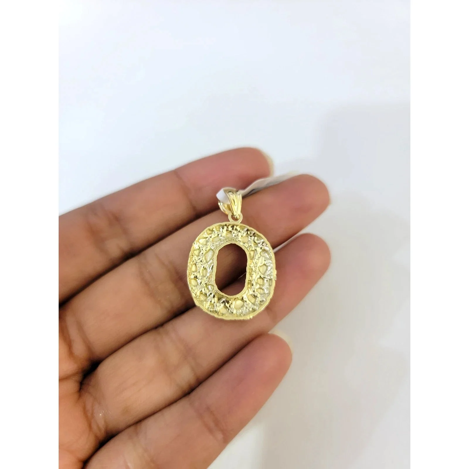 10k Gold Franco Chain O Nugget Initial Charm Pendant Necklace SET 2.5mm 16"-26" - Image 7