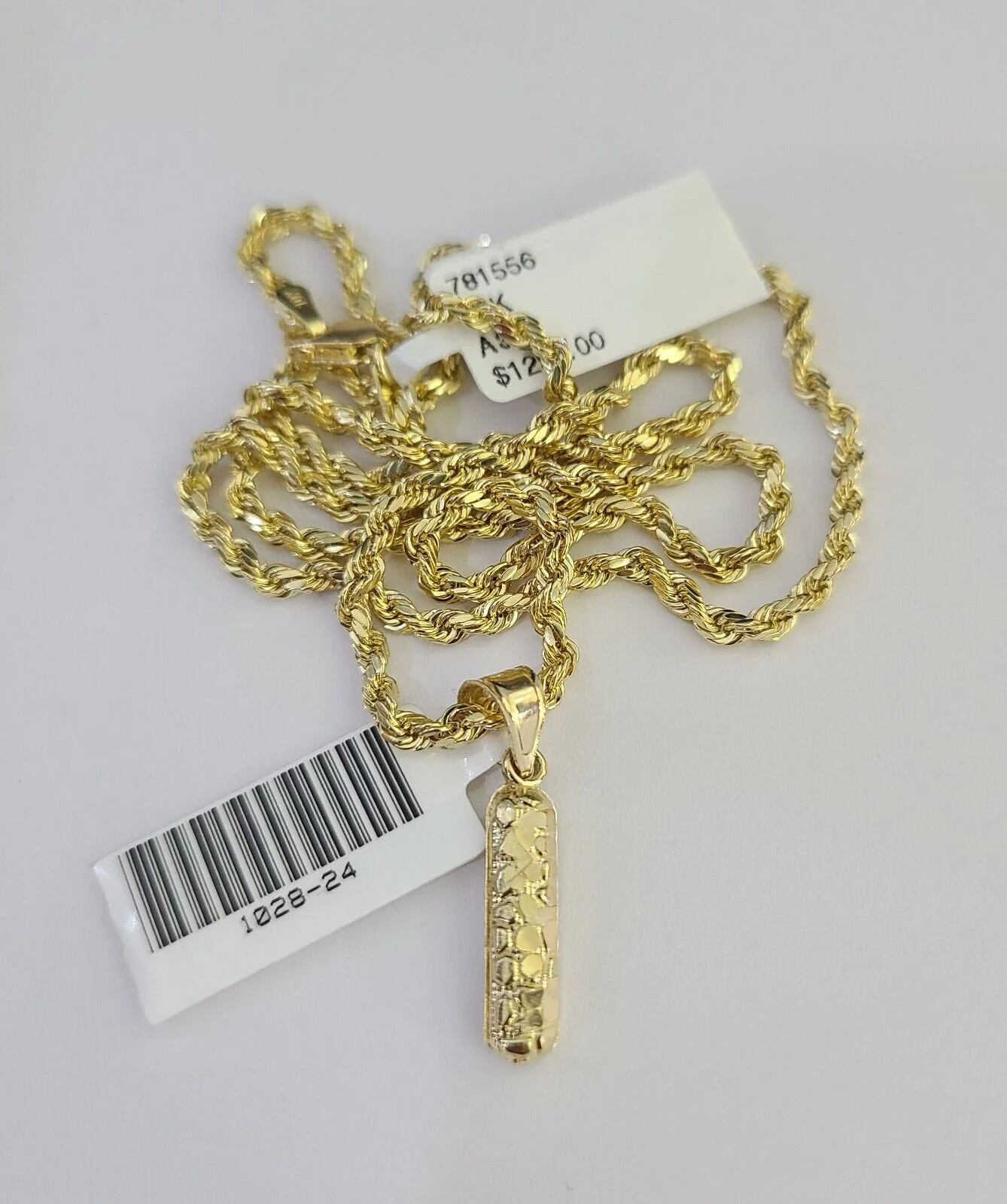 10k Gold Initial I Charm Rope Chain 16"-26" 2.5mm SET Necklace Alphabet Pendant - Image 6