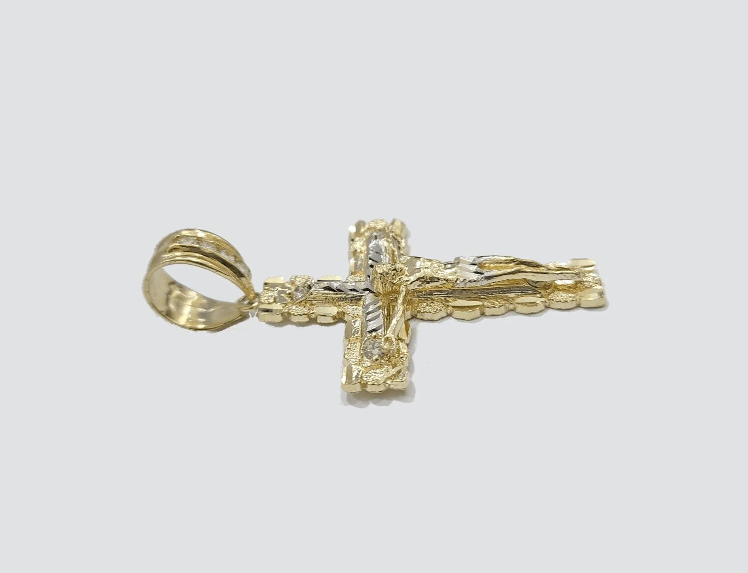 10k Gold Jesus Crucifix Cross Pendant Charm 10kt Yellow 2'' Inch For Chain Real - Image 3