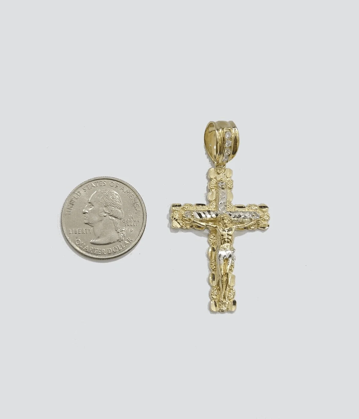 10k Gold Jesus Crucifix Cross Pendant Charm 10kt Yellow 2'' Inch For Chain Real - Image 4