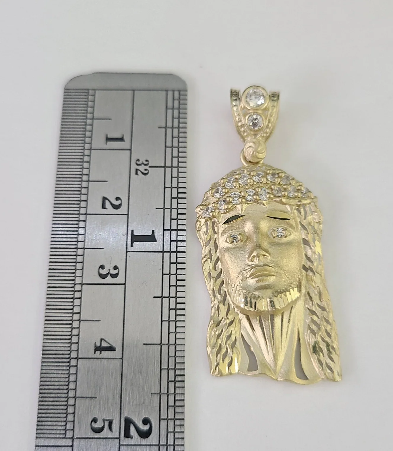 10k Gold Jesus Head Charm Miami Cuban Chain 5mm 18"-28" Necklace Pendant Set - Image 2