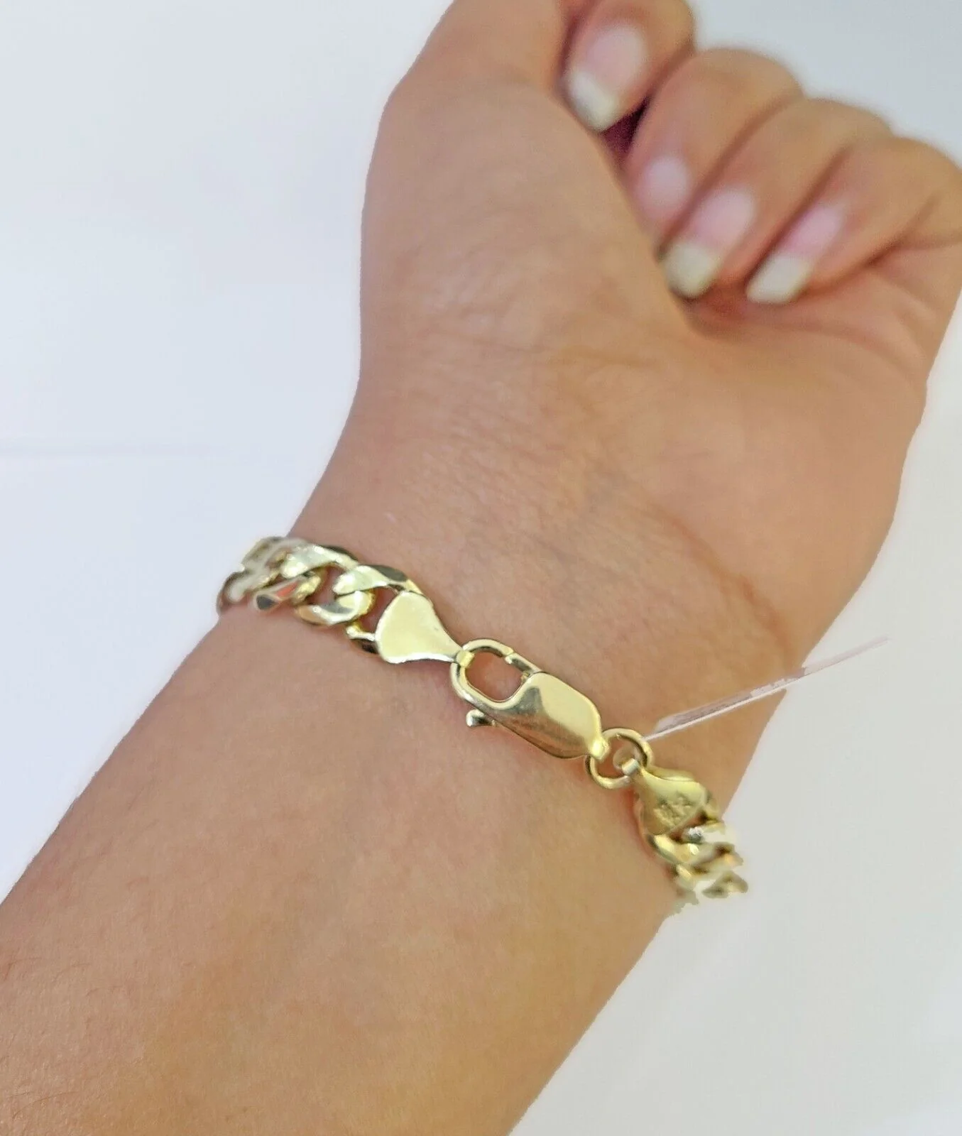 10k Gold Jesus Head Cuban Curb Bracelet Size 8.6" Inches 8mm 10kt Mens Ladies - Image 6