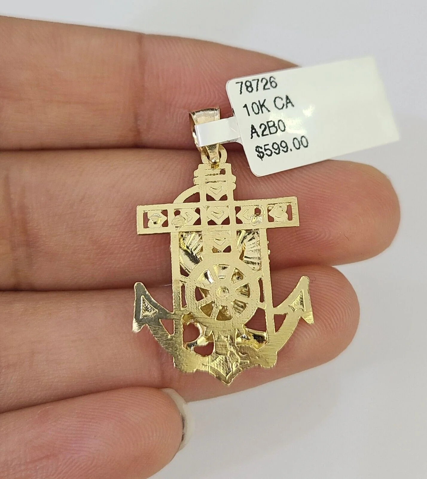 10K Gold Miami Cuban Chain Eagle Anchor Charm 18"-28" 3mm REAL Pendant Necklace - Image 7