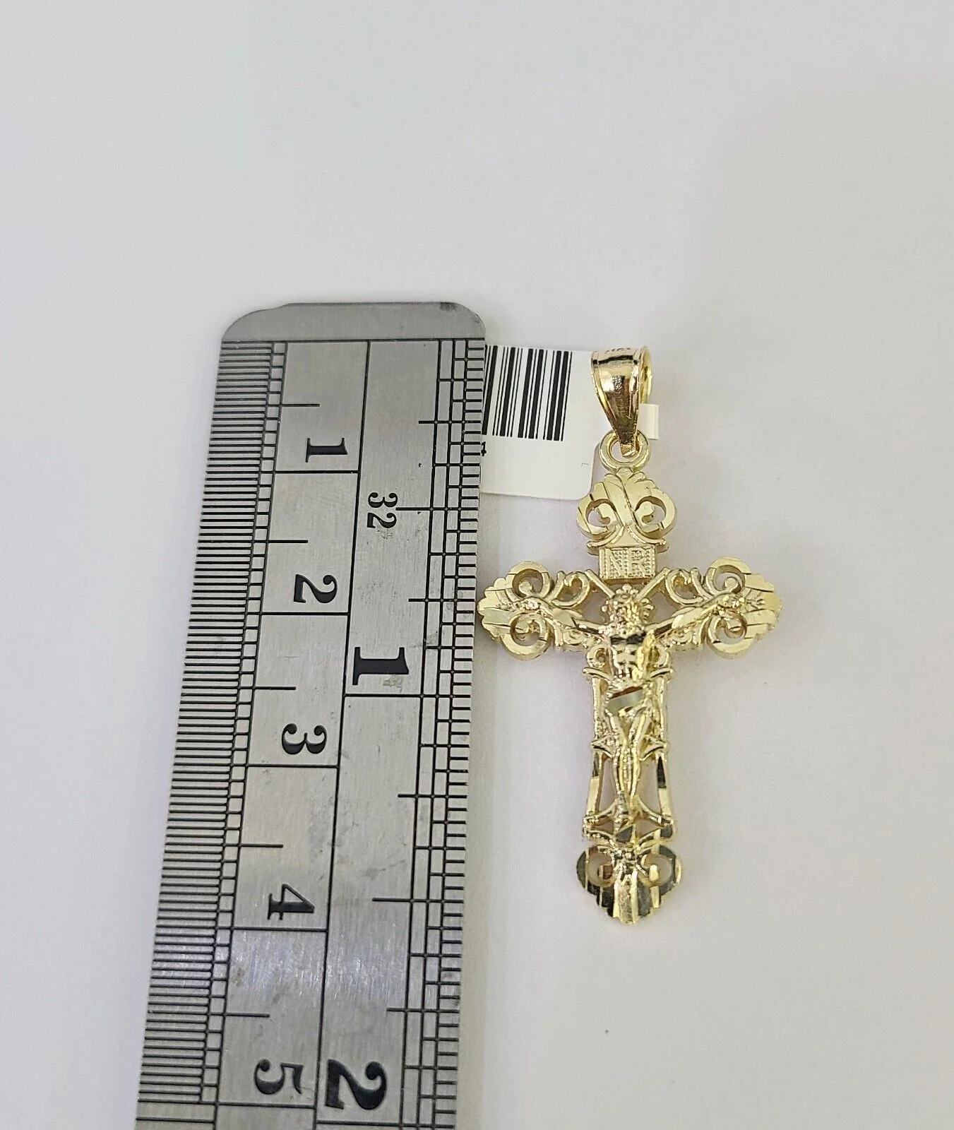 10K Gold Miami Cuban Chain INRI Jesus Cross 18"-28" 3mm Pendant Necklace SET - Image 2