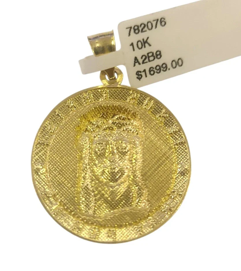 10K Gold Miami Cuban Chain Jesus Christ Charm 18"-24" 2mm Pendant Necklace SET - Image 5
