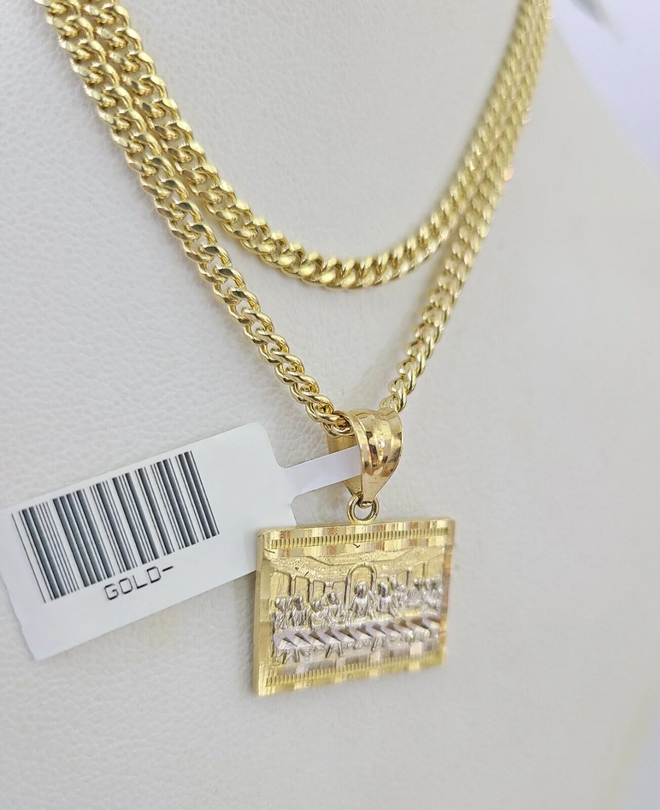 10K Gold Miami Cuban Chain Last Supper Charm 18"-28" 3mm REAL Pendant Necklace - Image 6