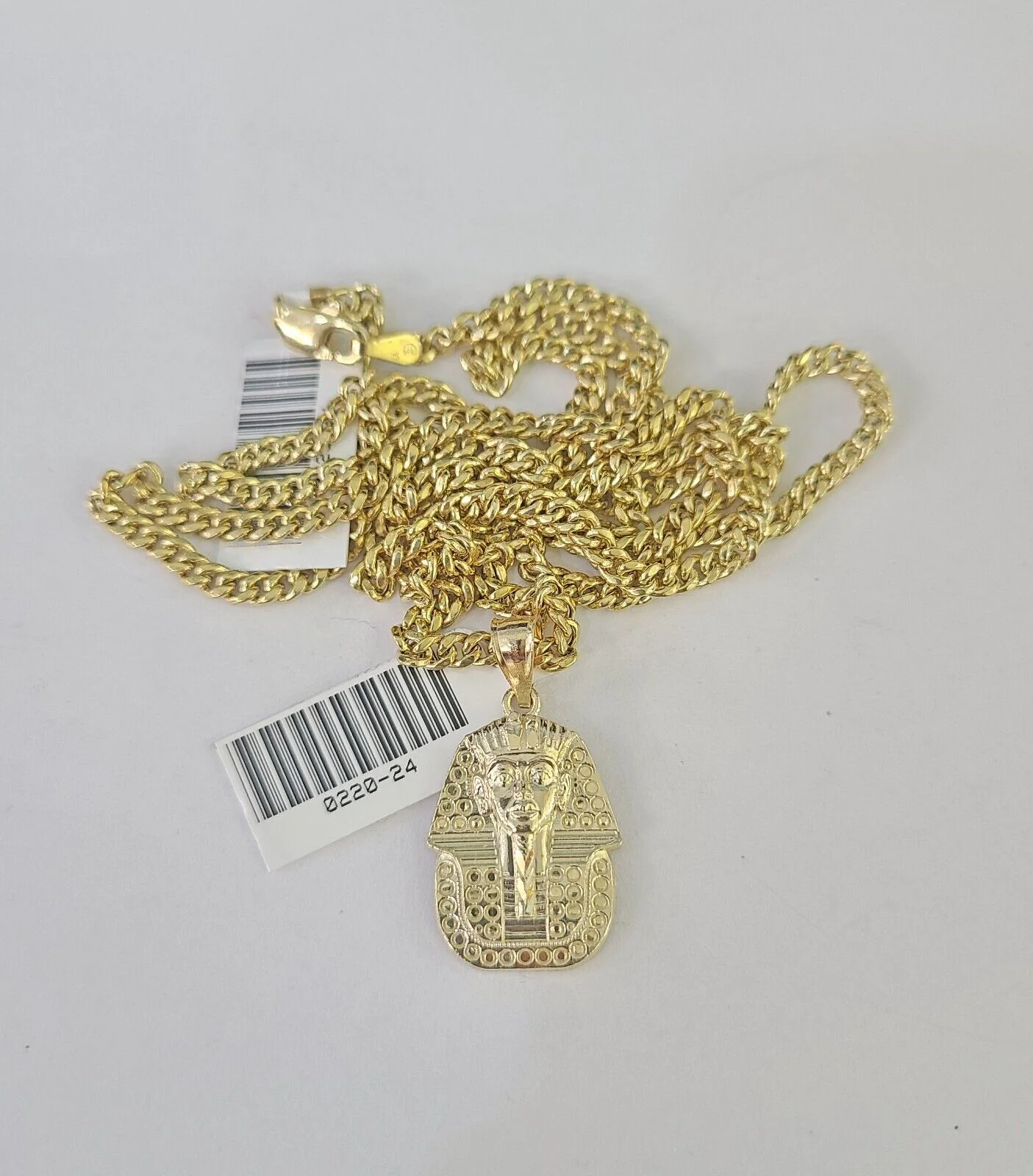10K Gold Miami Cuban Chain Pharaoh Charm 18"-30" 3mm REAL Pendant - Image 6