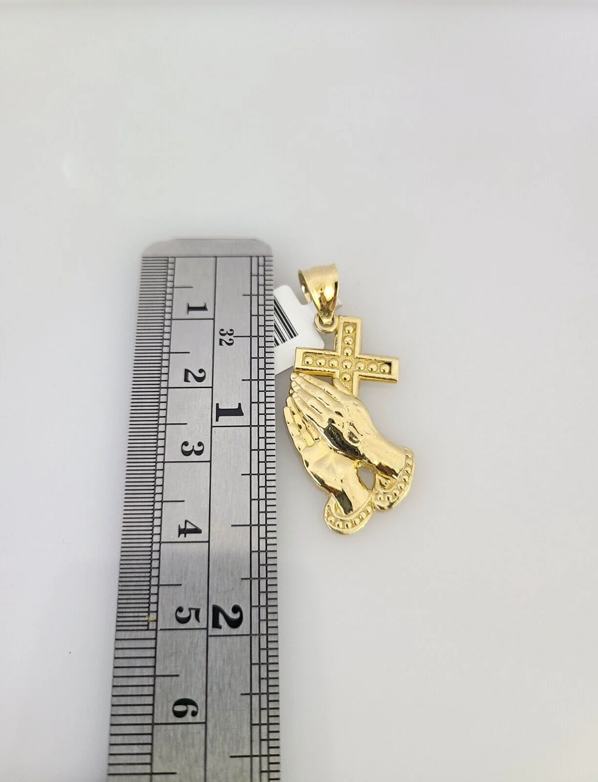 10k Gold Miami Cuban Chain Praying Hands Charm Pendant 3mm 18-28in Necklace Set - Image 3