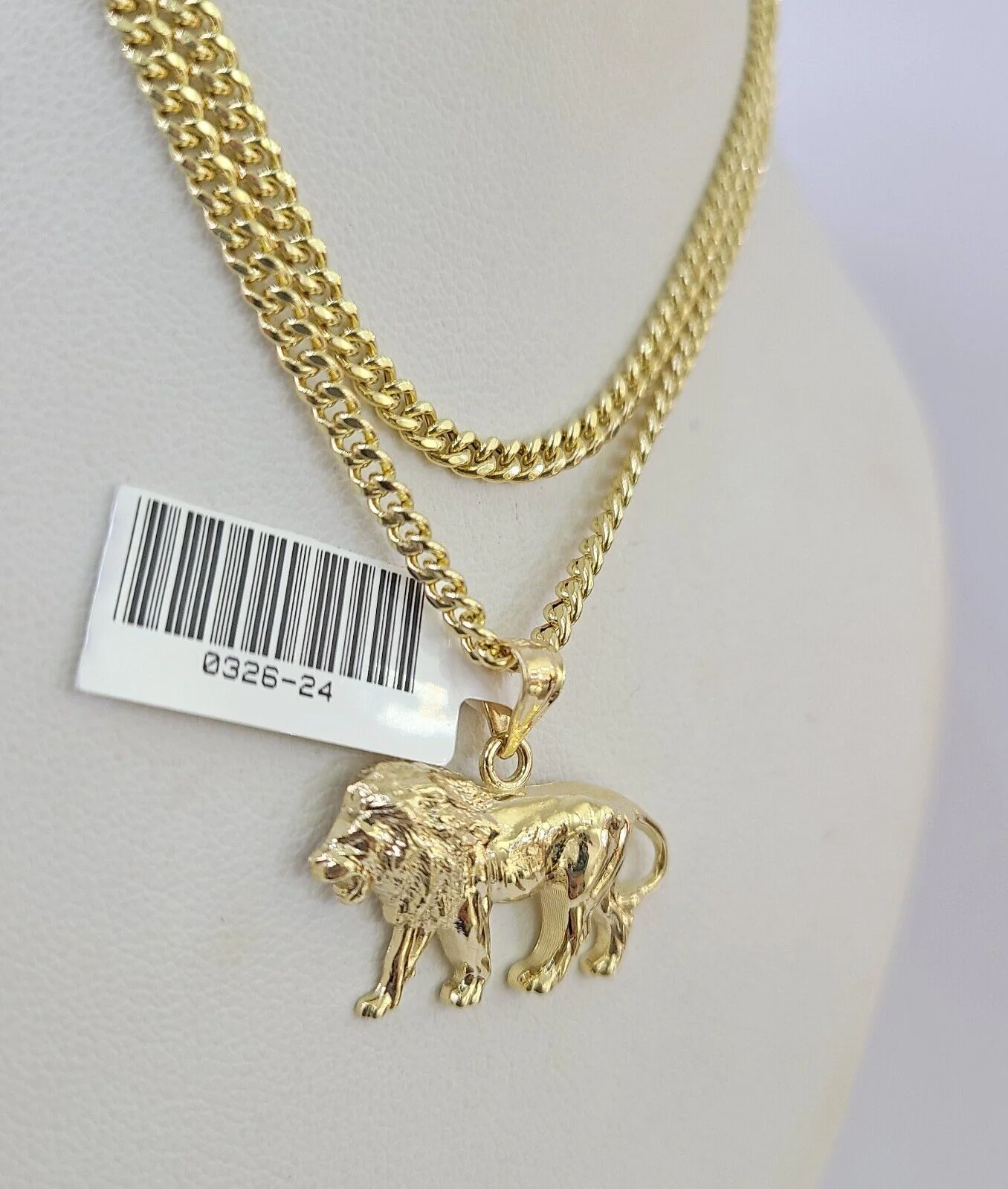 10K Gold Miami Cuban Chain Roaring Lion 18"-28" 3mm REAL Pendant Necklace SET - Image 6