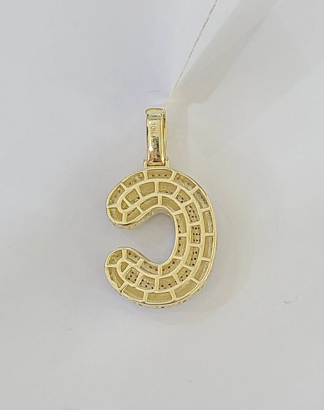 10k Gold Natural Diamond Letter C Initial Alphabet Charm Pendant - Image 4