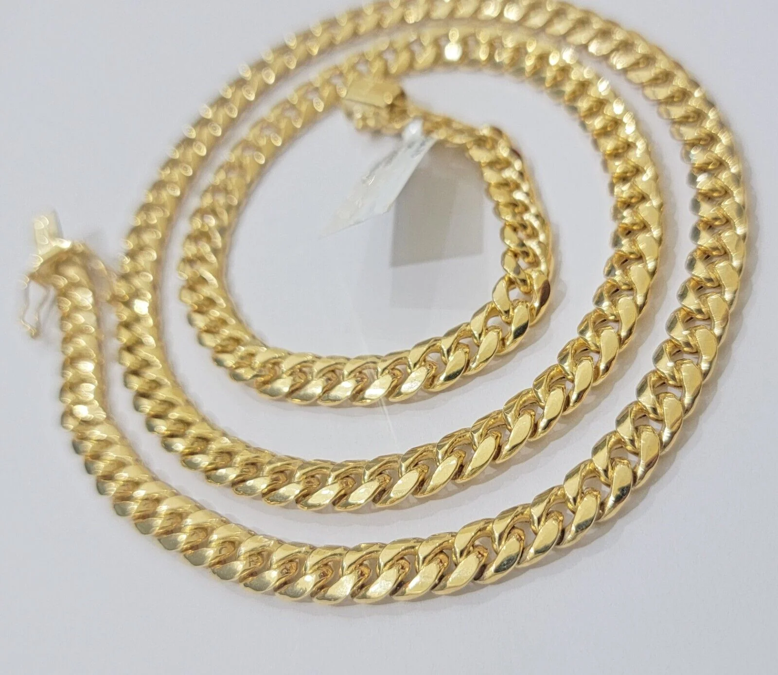 10k Gold Necklace 7mm 24 Inch Miami Cuban Link Chain REAL 10kt yellow Gold Men's - Image 3