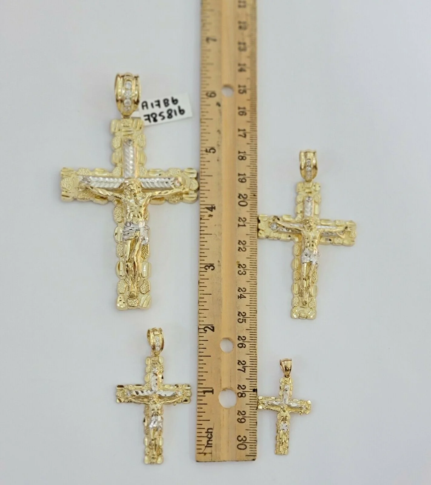 10k Gold Pendant charm Jesus cross crucifix 4" 3" 2" 1.5" Men women Real 10kt - Image 4