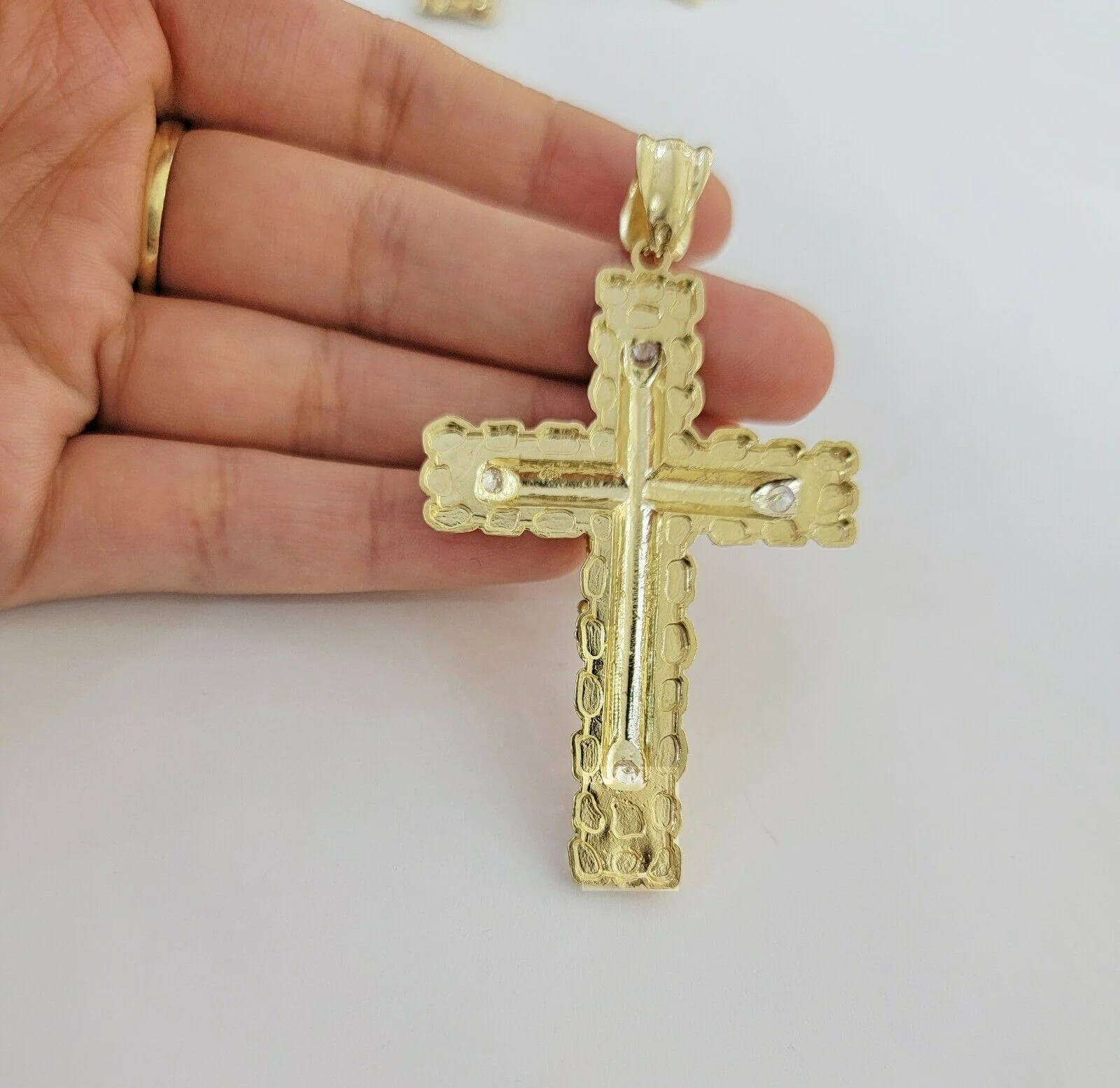 10k Gold Pendant charm Jesus cross crucifix 4" 3" 2" 1.5" Men women Real 10kt - Image 6