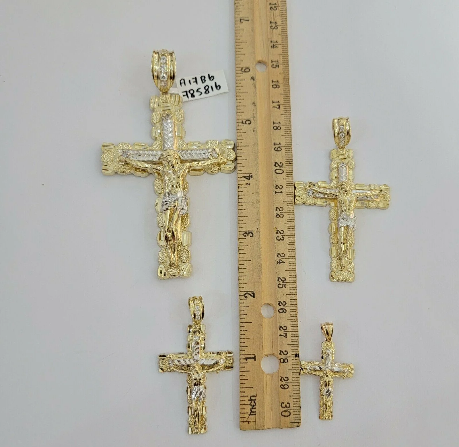 10k Gold Pendant charm Jesus cross crucifix 4" 3" 2" 1.5" Men women Real 10kt - Image 7