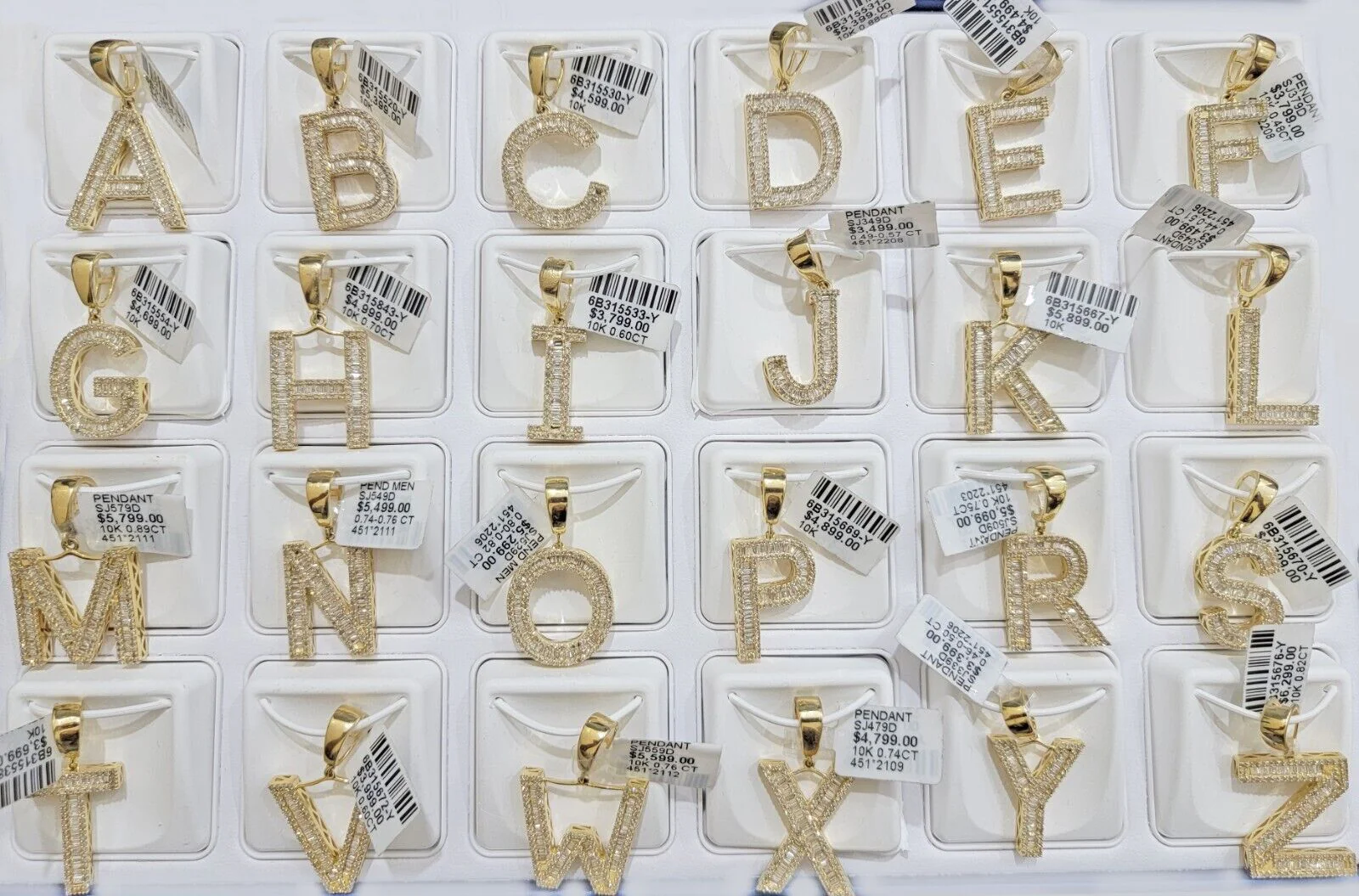 10k Gold Pendant Initial Charm Natural Diamond A-Z Alphabet Baguette & Round Dia - Image 13