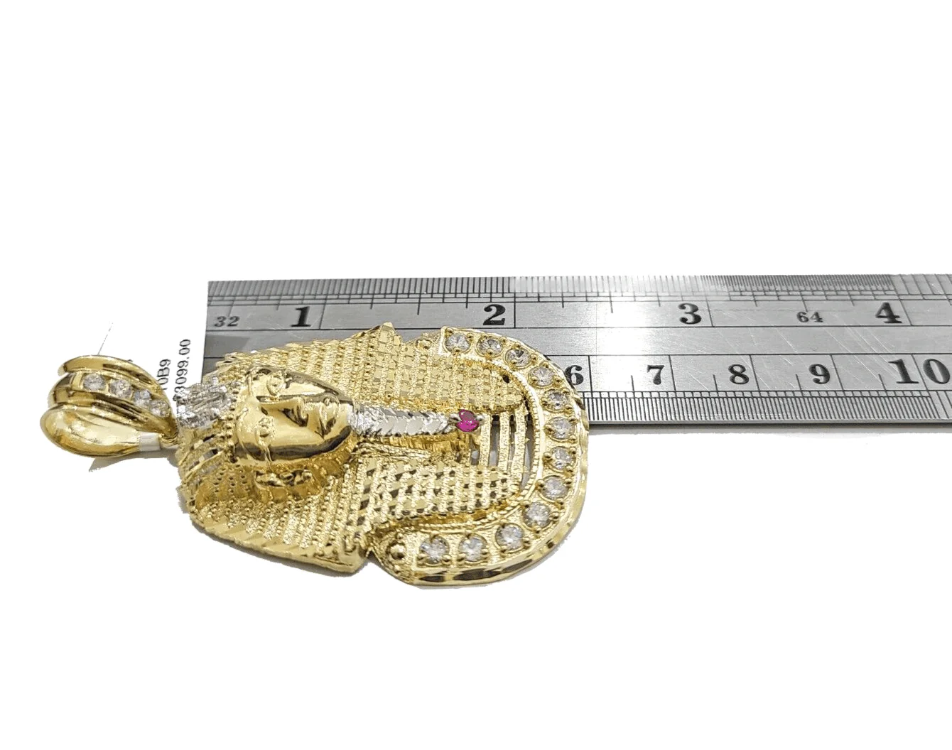 10k Gold Pharaoh Head Charm Rope Chain Necklace 8mm 22'' Set & Pendant 10kt REAL - Image 2