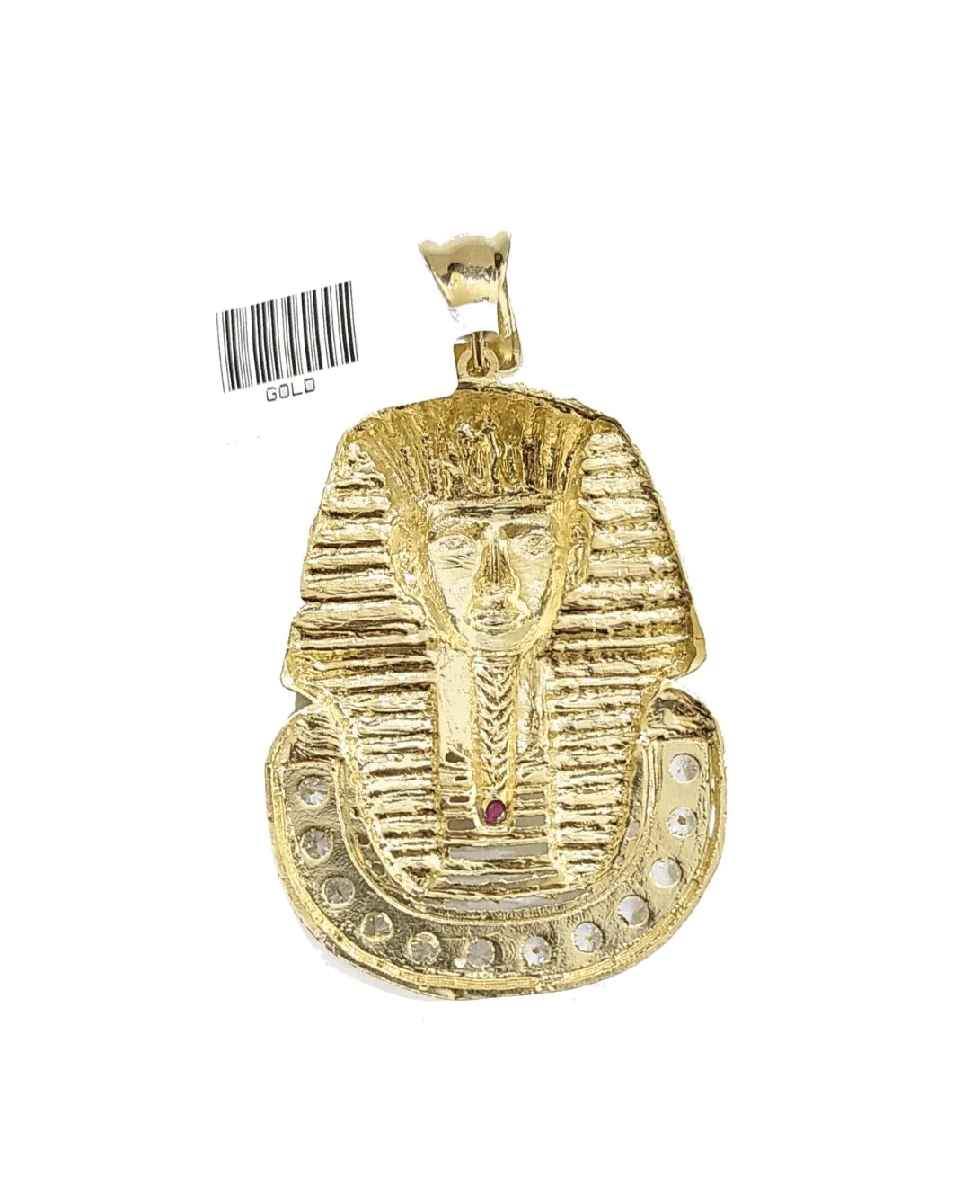 10k Gold Pharaoh Head Charm Rope Chain Necklace 8mm 24'' Set & Pendant 10kt REAL - Image 3