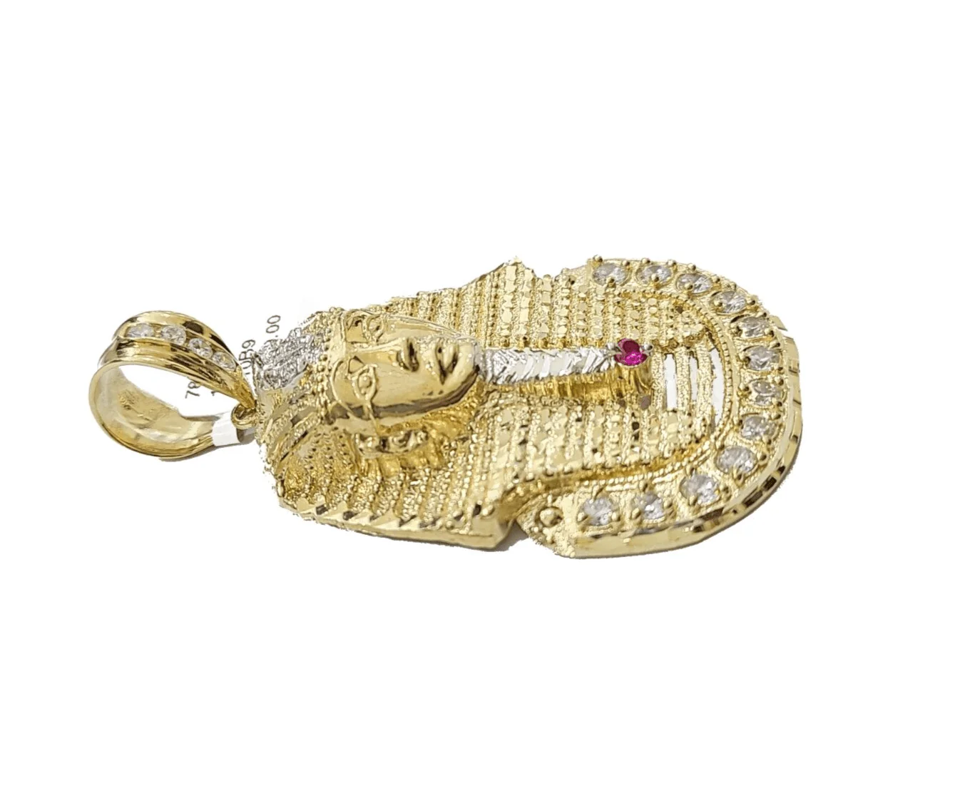 10k Gold Pharaoh Head Charm Rope Chain Necklace 8mm 24'' Set & Pendant 10kt REAL - Image 9