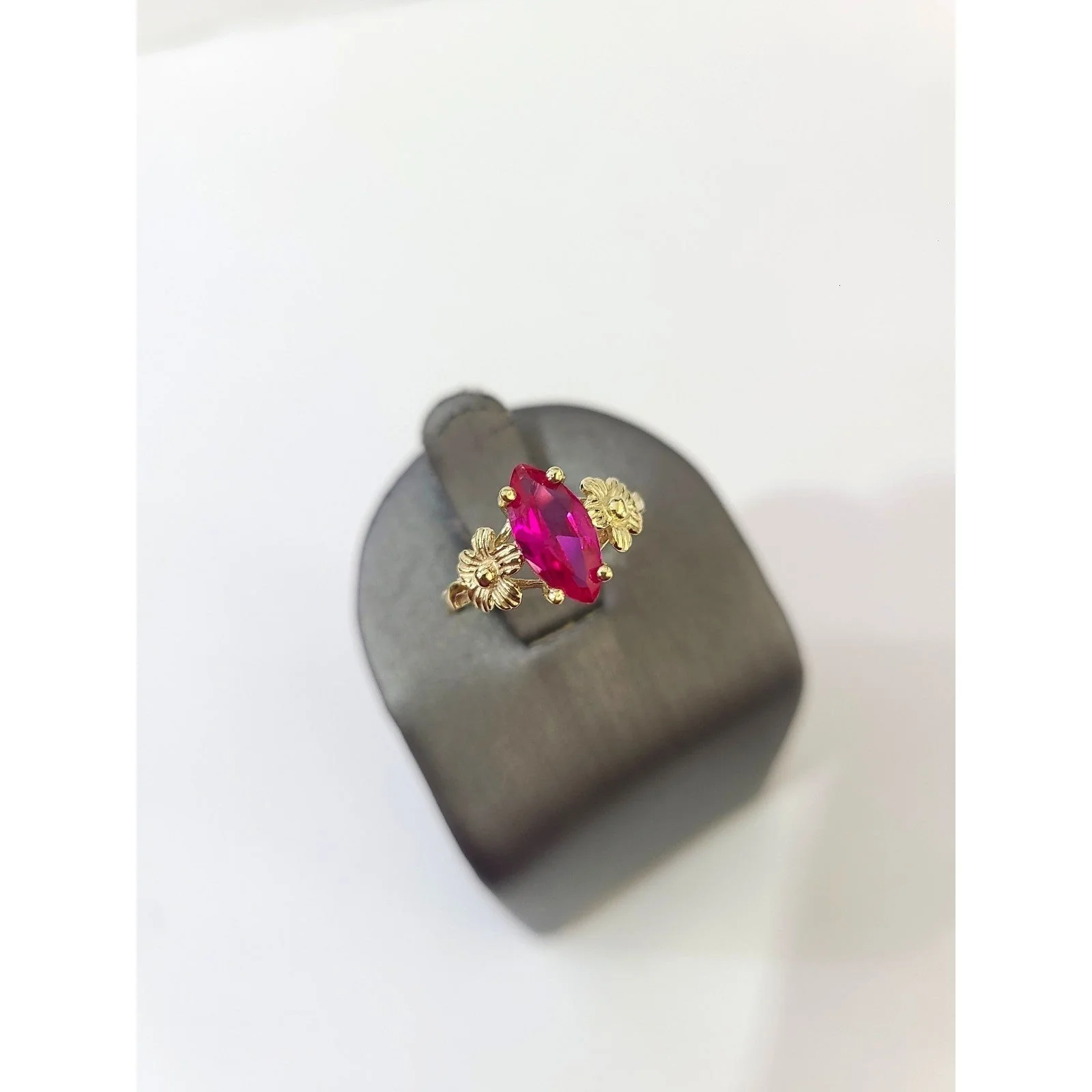 10k Gold Pink Marquise CZ Flower Ring Delicate Floral Ladies Statement - Image 6