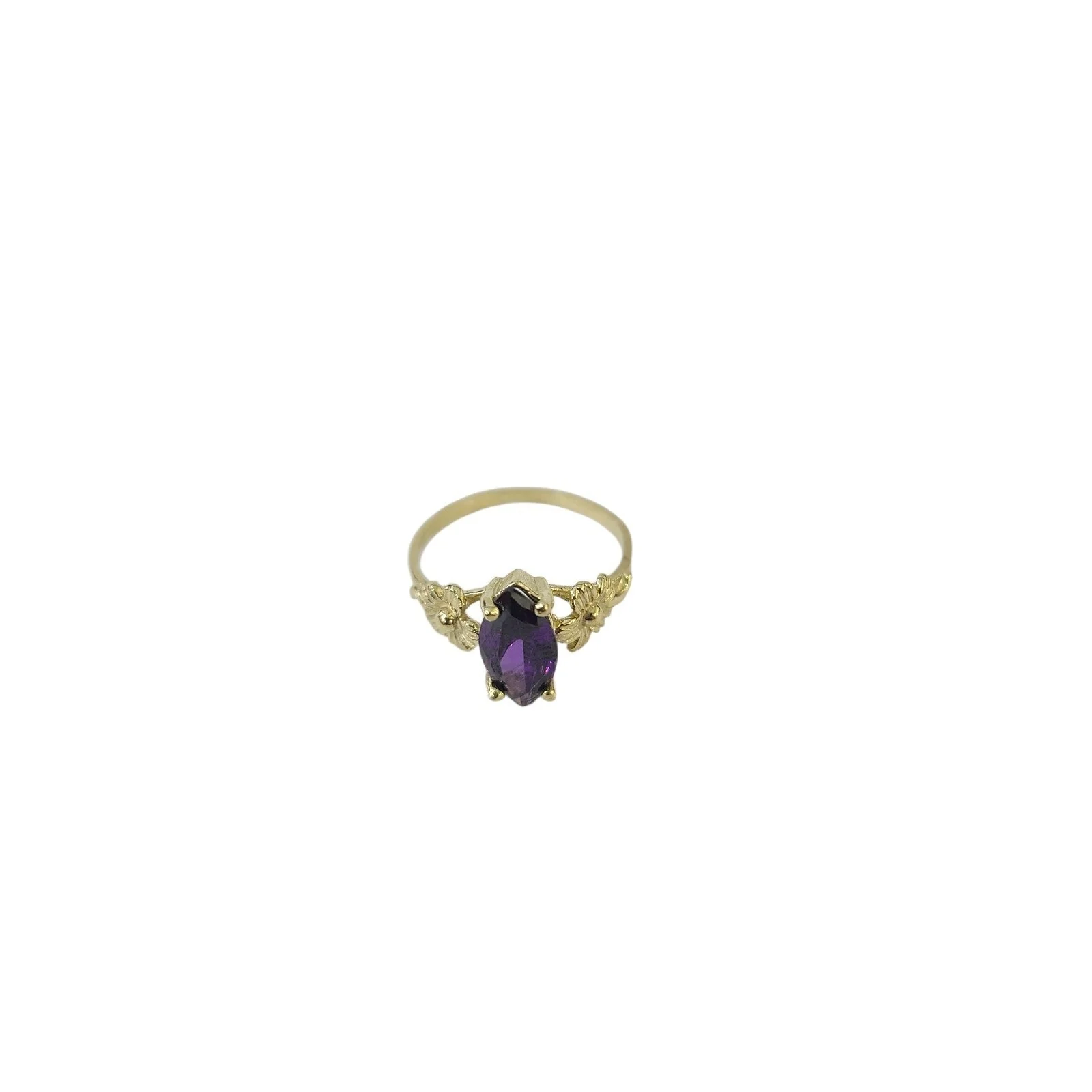 10k Gold Purple Marquise Ring CZ Flower Women Elegant Floral Statement - Image 5