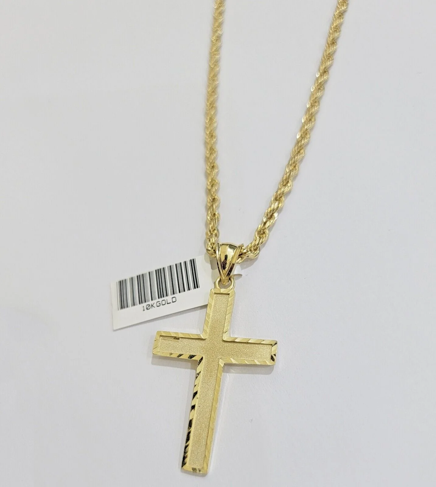 10k Gold Rope Chain Cross Charm Pendant Set 18"-28" inch 3mm Necklace, REAL 10KT - Image 6