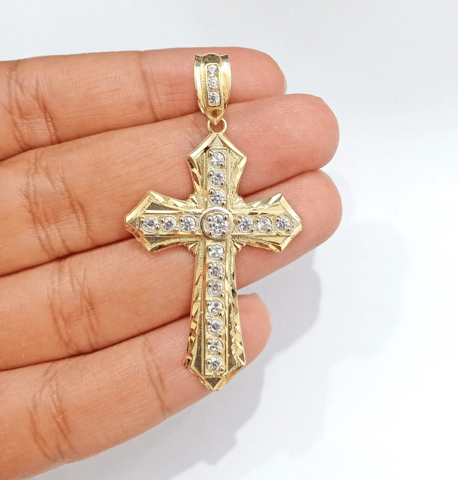 10k Gold Rope Chain Cross Charm Pendant Set Necklace 22" inch 5mm, REAL 10kt Men - Image 3
