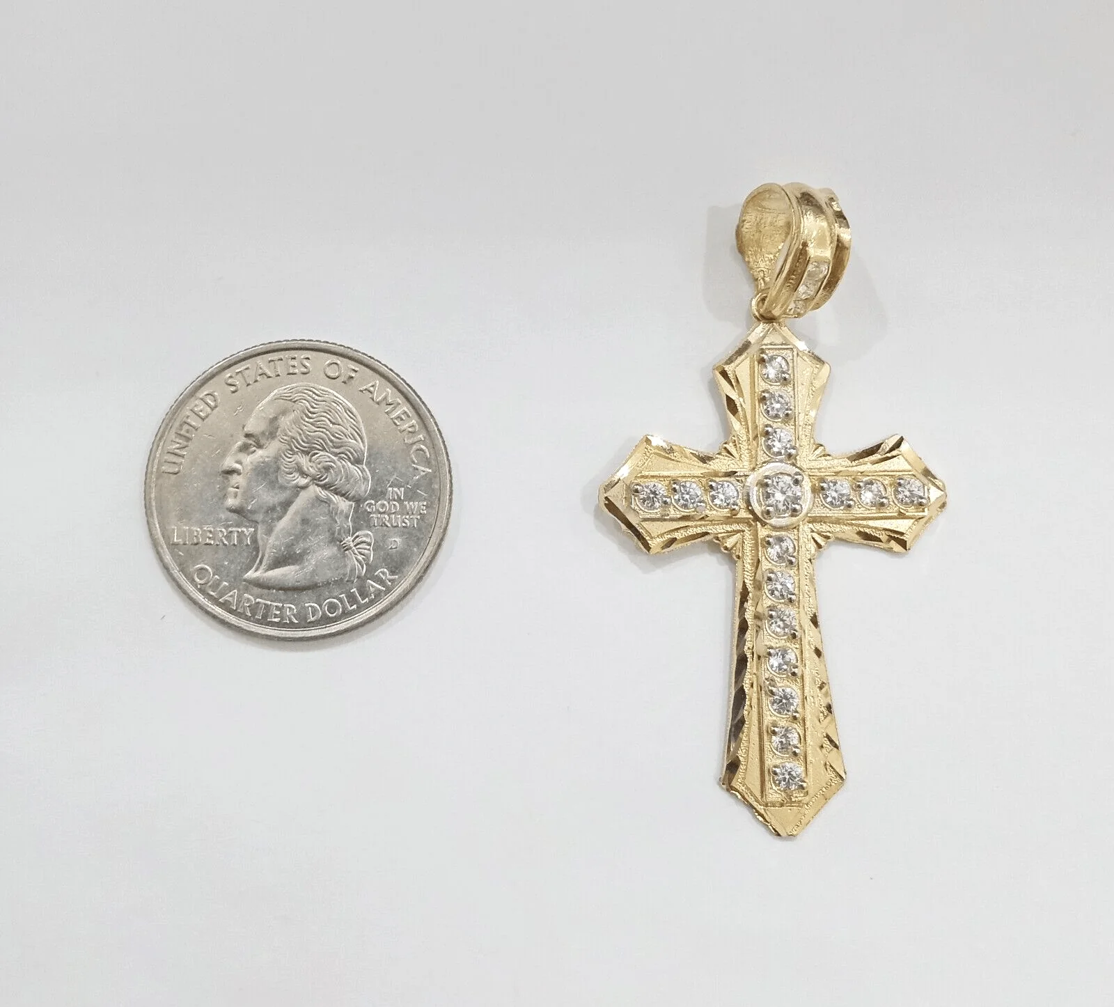 10k Gold Rope Chain Cross Charm Pendant Set Necklace 22" inch 5mm, REAL 10kt Men - Image 5