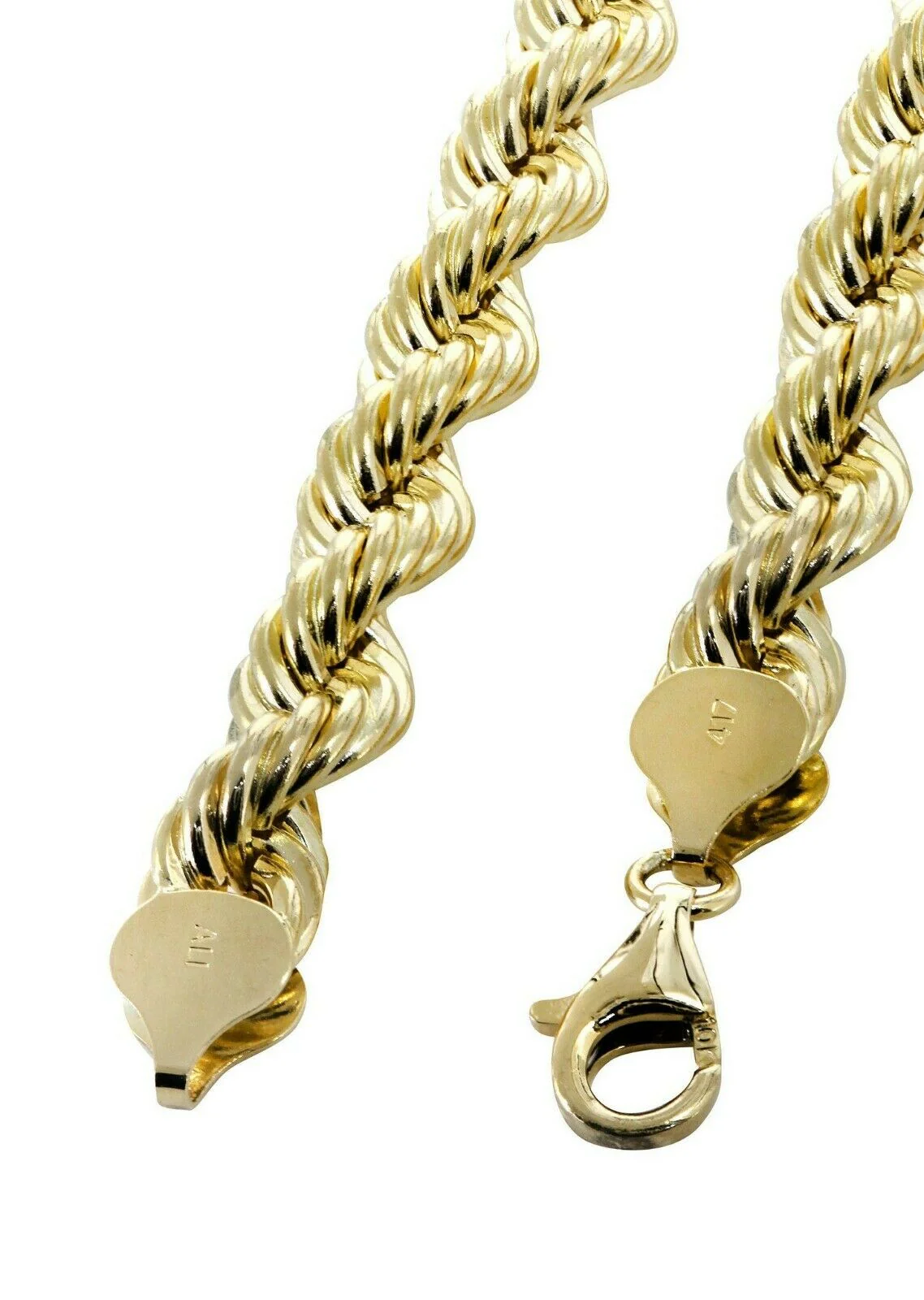 10K Gold Rope Chain Necklace 20 Inch 8mm Yellow Gold Lobster Lock , REAL GOLD - Image 6