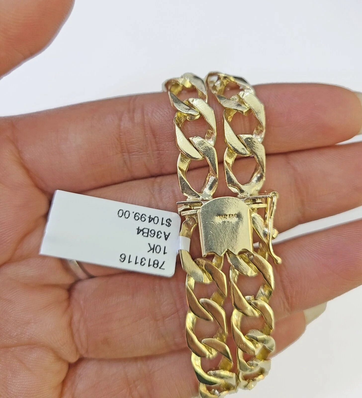 10k Gold Saint Barbara Miami Cuban Bracelet Size 8.25" Inches 15mm 10kt Mens - Image 6