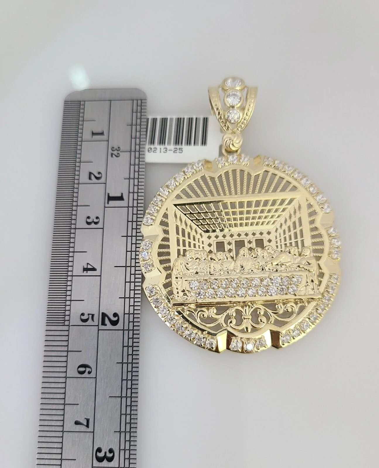10k Gold Solid Cuban Curb Chain Necklace Last Supper Pendant Set 6mm 20"-30" - Image 5