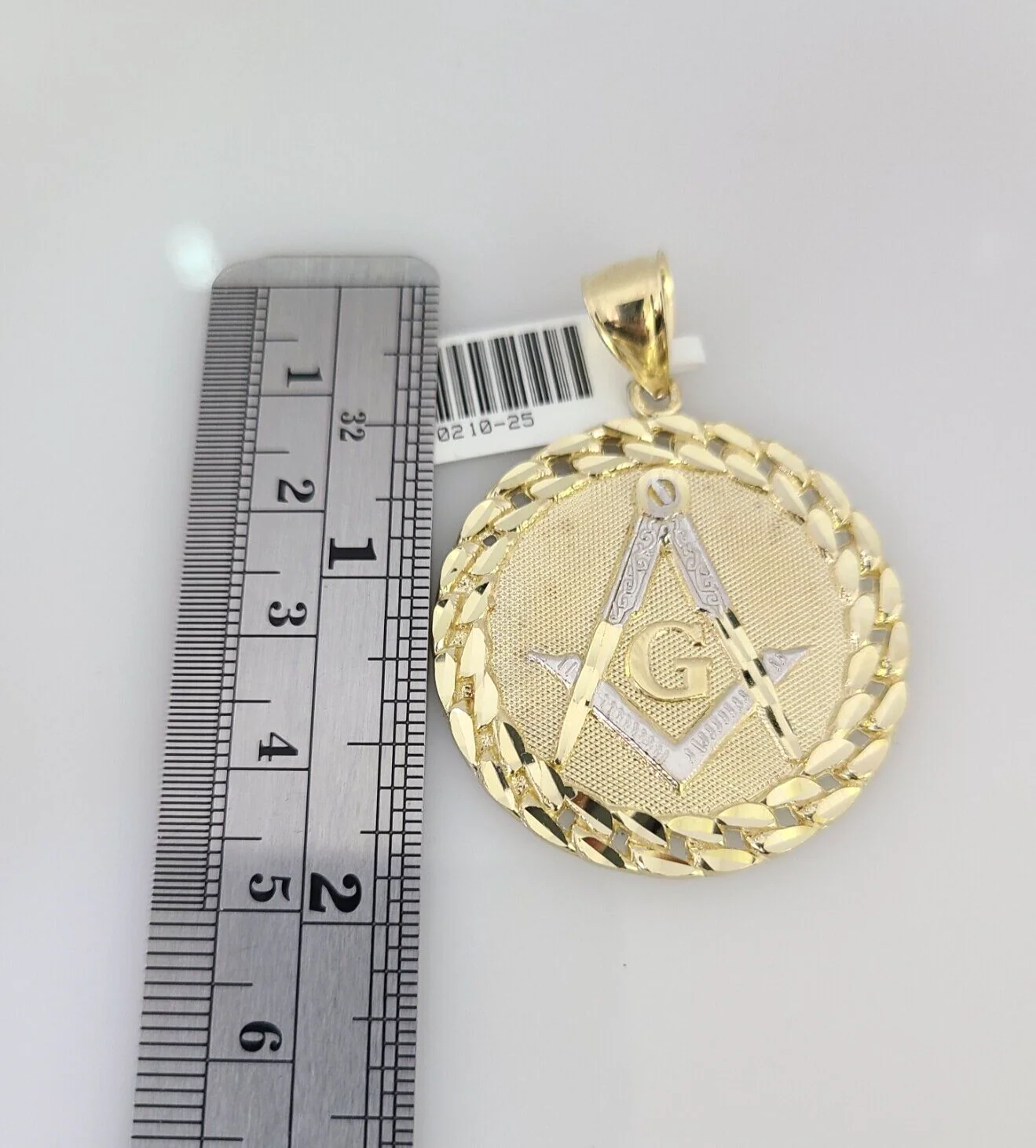 10k Gold Solid Cuban Curb Chain Necklace Masonic Pendant Set 6mm 20"-30" Charm - Image 5