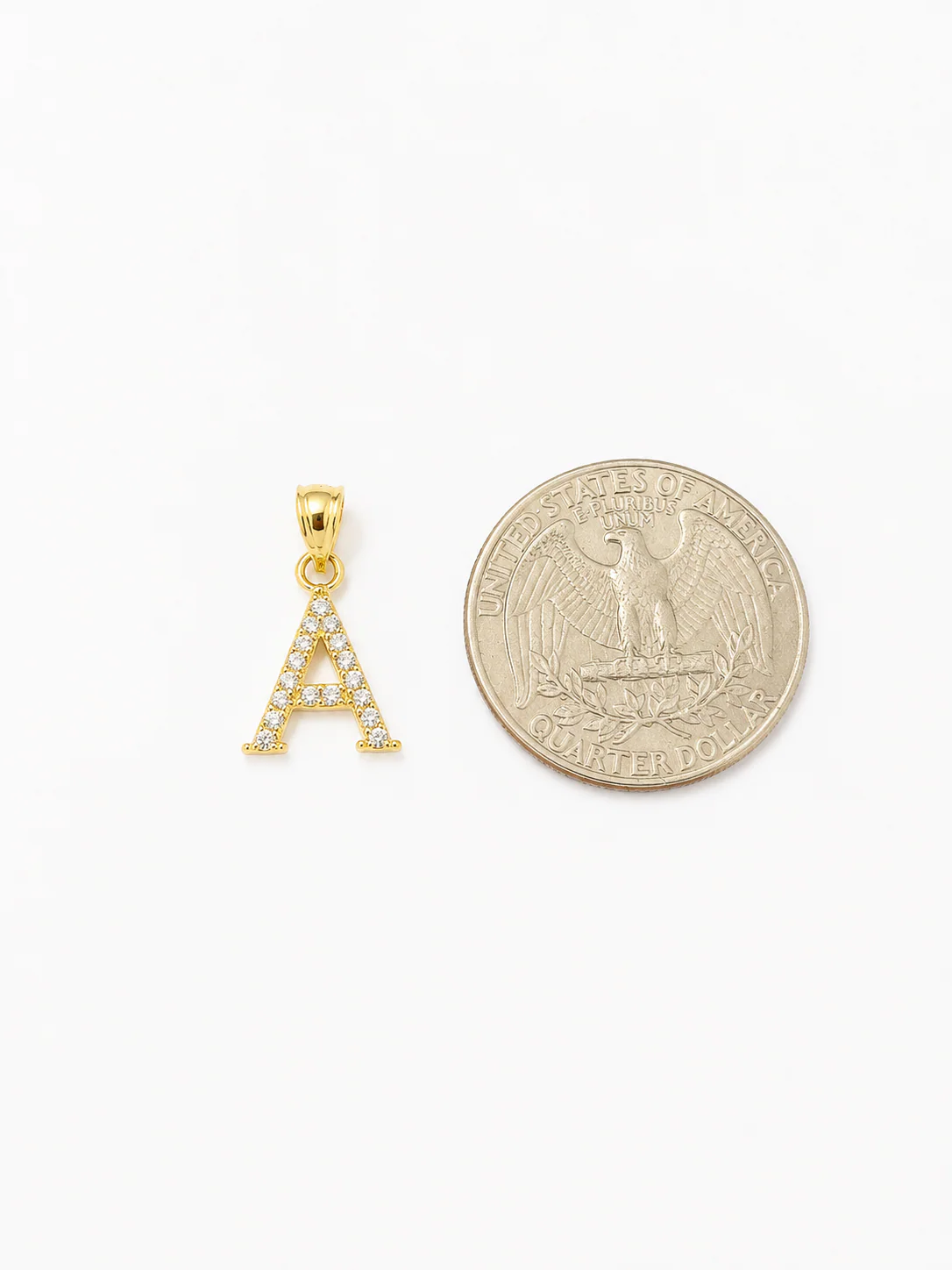 10K Gold Solid Franco Chain A Initial CZ Stone Pendant Set 1mm 16 18 20 22 Women - Image 5