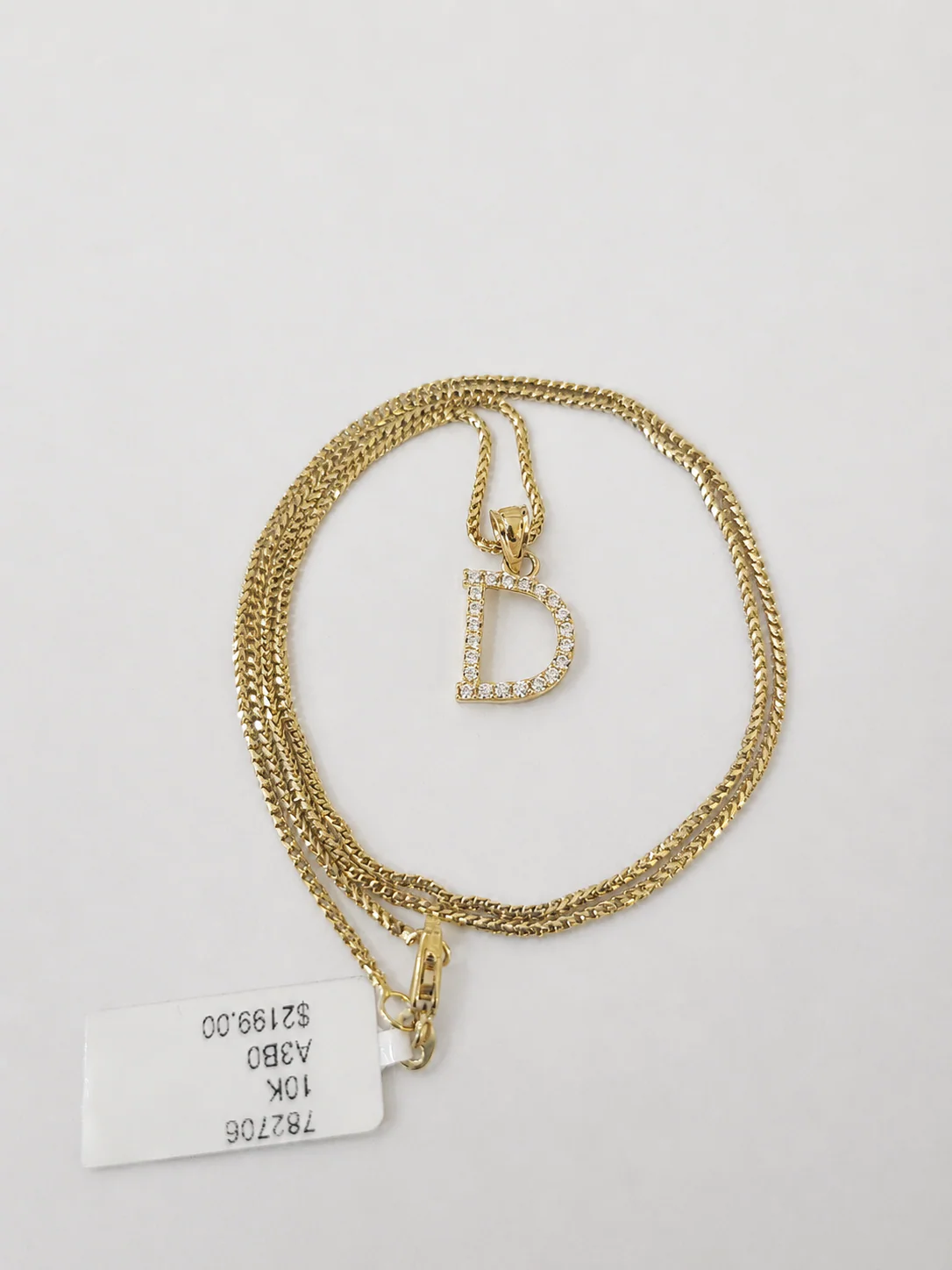 10K Gold Solid Franco Chain D Initial CZ Stone Pendant Set 1mm 16 18 20 22 Women - Image 6