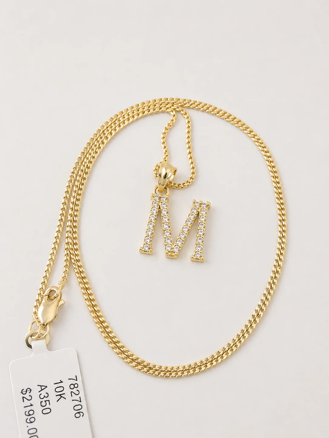 10K Gold Solid Franco Chain M Initial CZ Stone Pendant Set 1mm 16 18 20 22 Women - Image 4