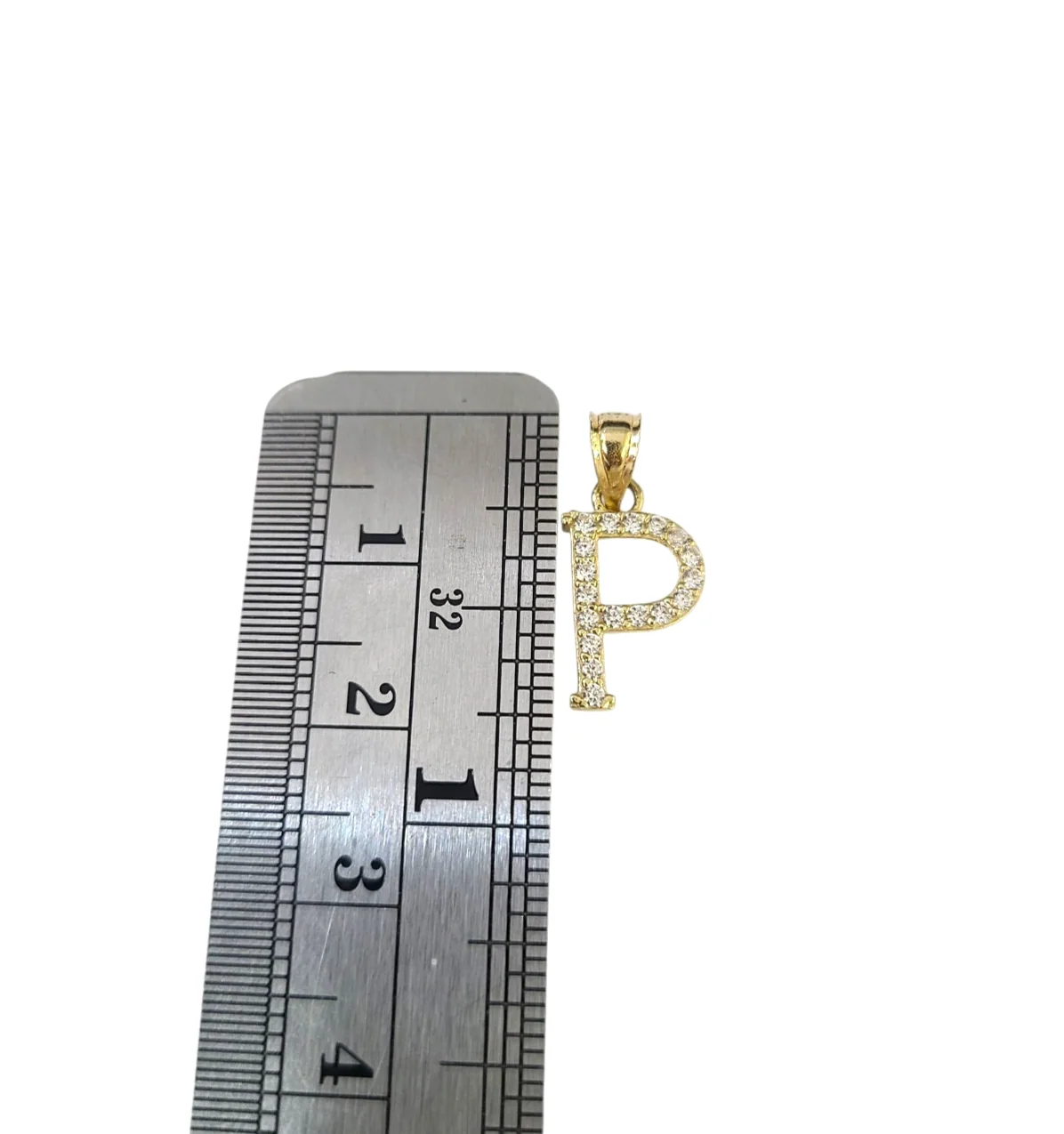 10K Gold Solid Franco Chain P Initial CZ Stone Pendant Set 1mm 16 18 20 22 Women - Image 2