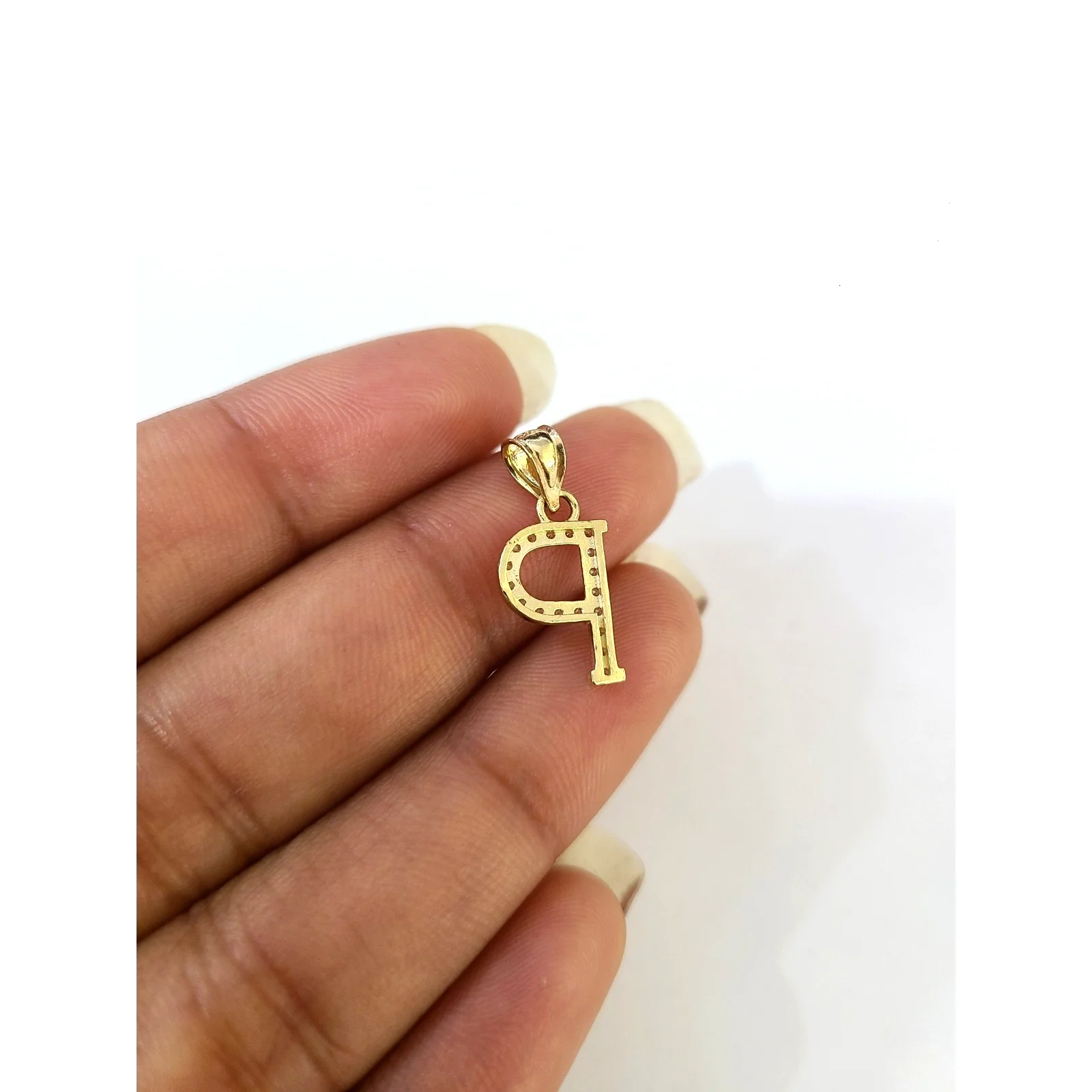 10K Gold Solid Franco Chain P Initial CZ Stone Pendant Set 1mm 16 18 20 22 Women - Image 7