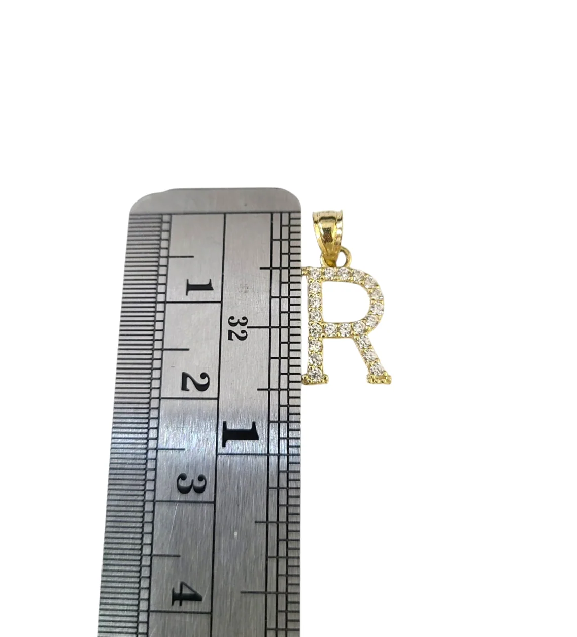 10K Gold Solid Franco Chain R Initial CZ Stone Pendant Set 1mm 16 18 20 22 Women - Image 5