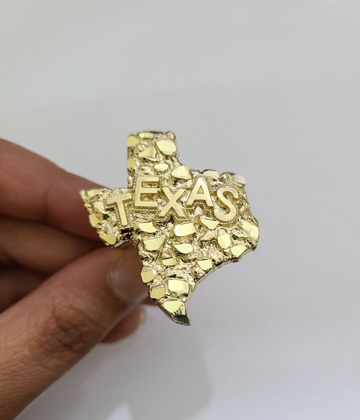 10k Gold Texas Map Nugget Ring Casual Men's Band New REAL Yellow All Sizes - Image 2