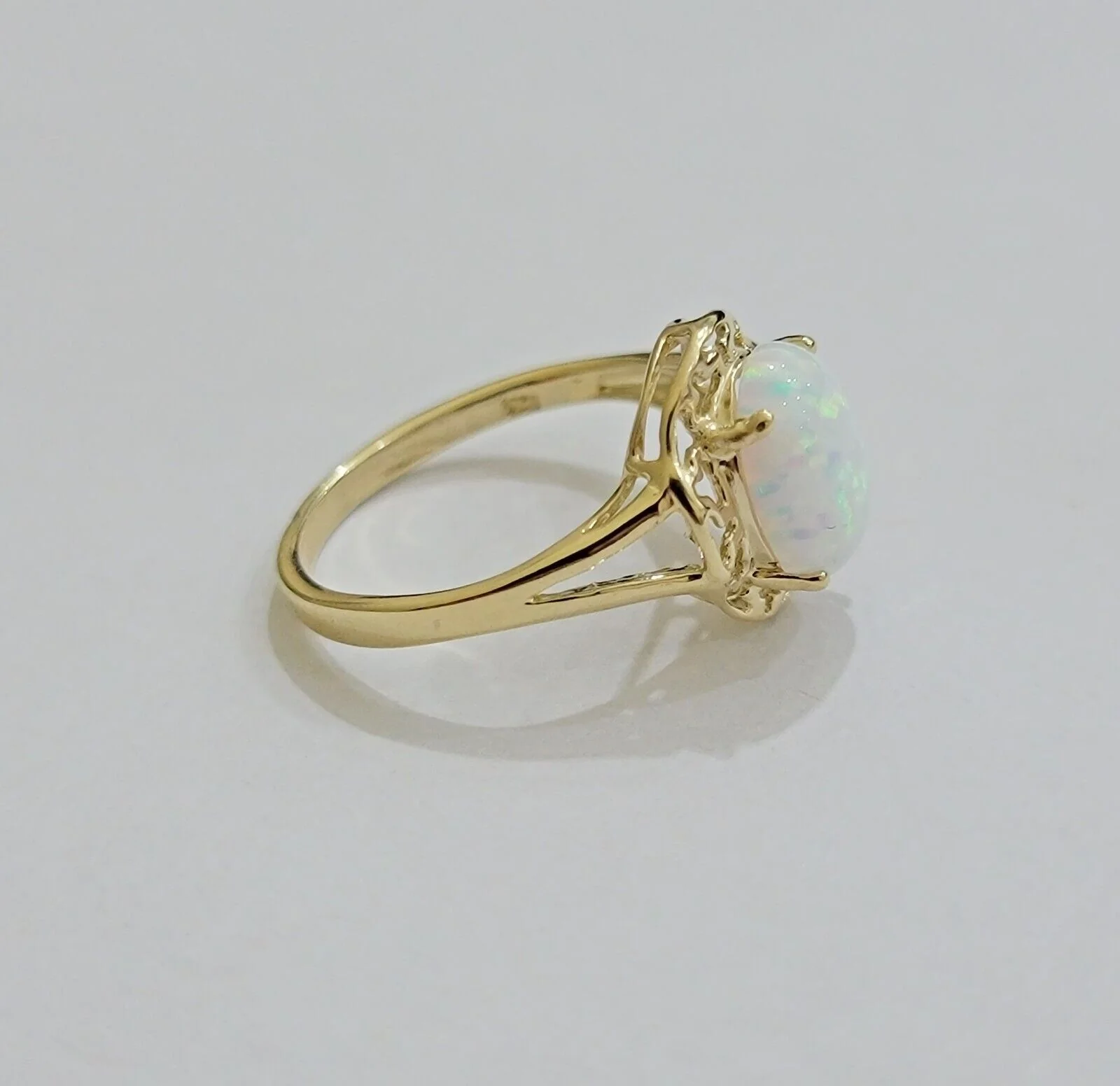 10k Gold Women Ring Opal Color Stone Ladies Band REAL 10KT Ring Sizes 6,7,8,9,10,11 & 12 - Image 5
