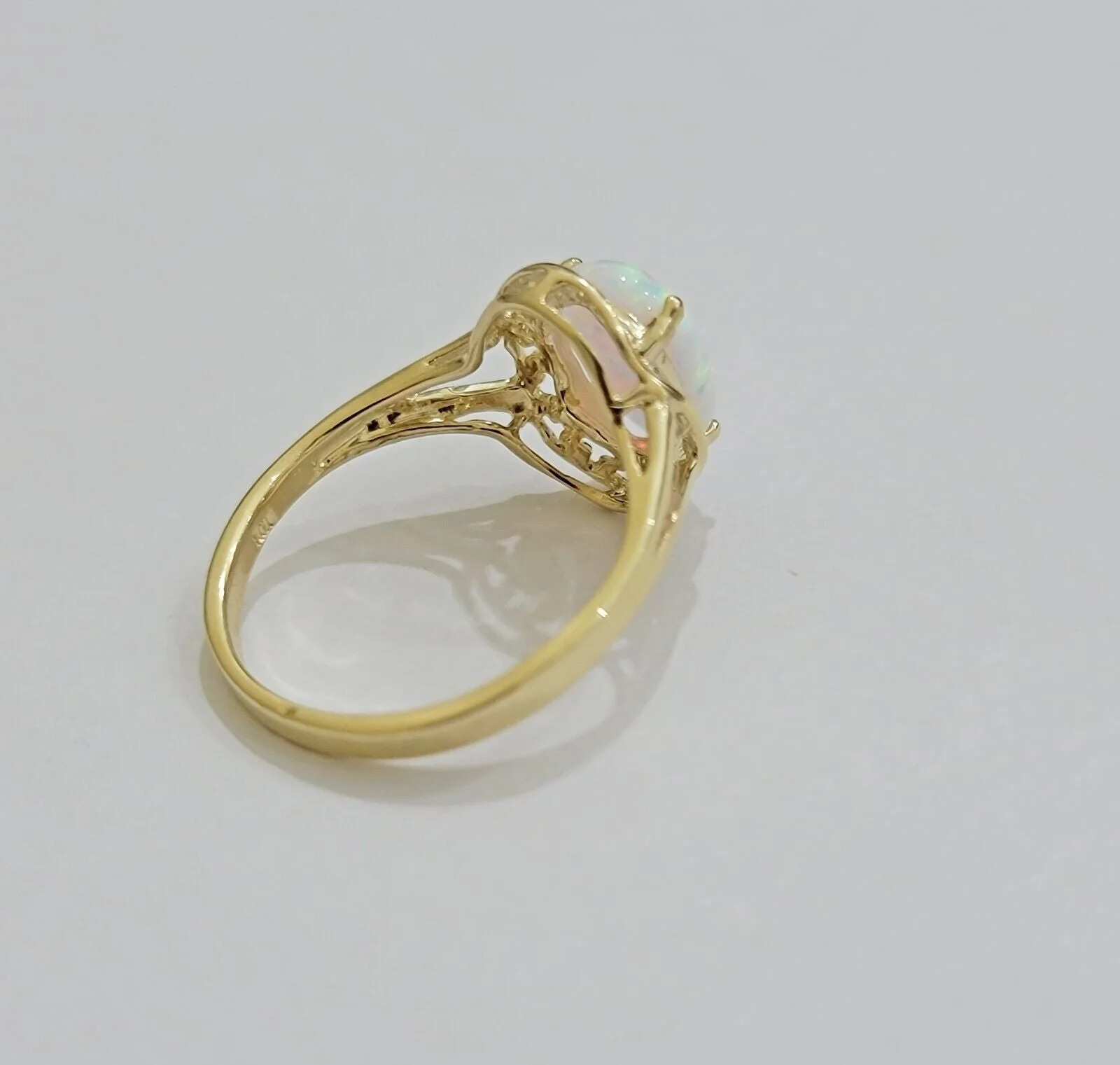 10k Gold Women Ring Opal Color Stone Ladies Band REAL 10KT Ring Sizes 6,7,8,9,10,11 & 12 - Image 6