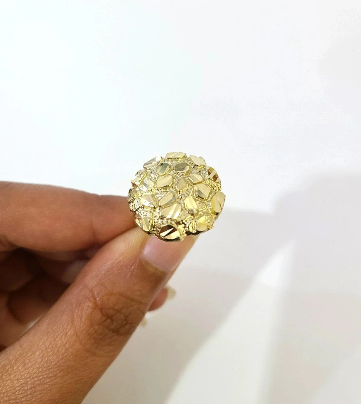 10K Gold Womens Nugget Cluster Ring Round Design Bold Statement Ladies Ring - Image 7