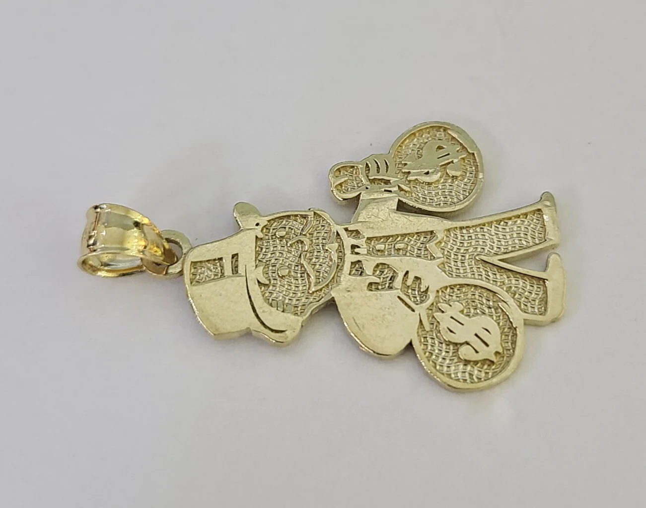 10k Grandpa Money Bag Charm Pendant REAL 10Kt Yellow Gold Real - Image 2